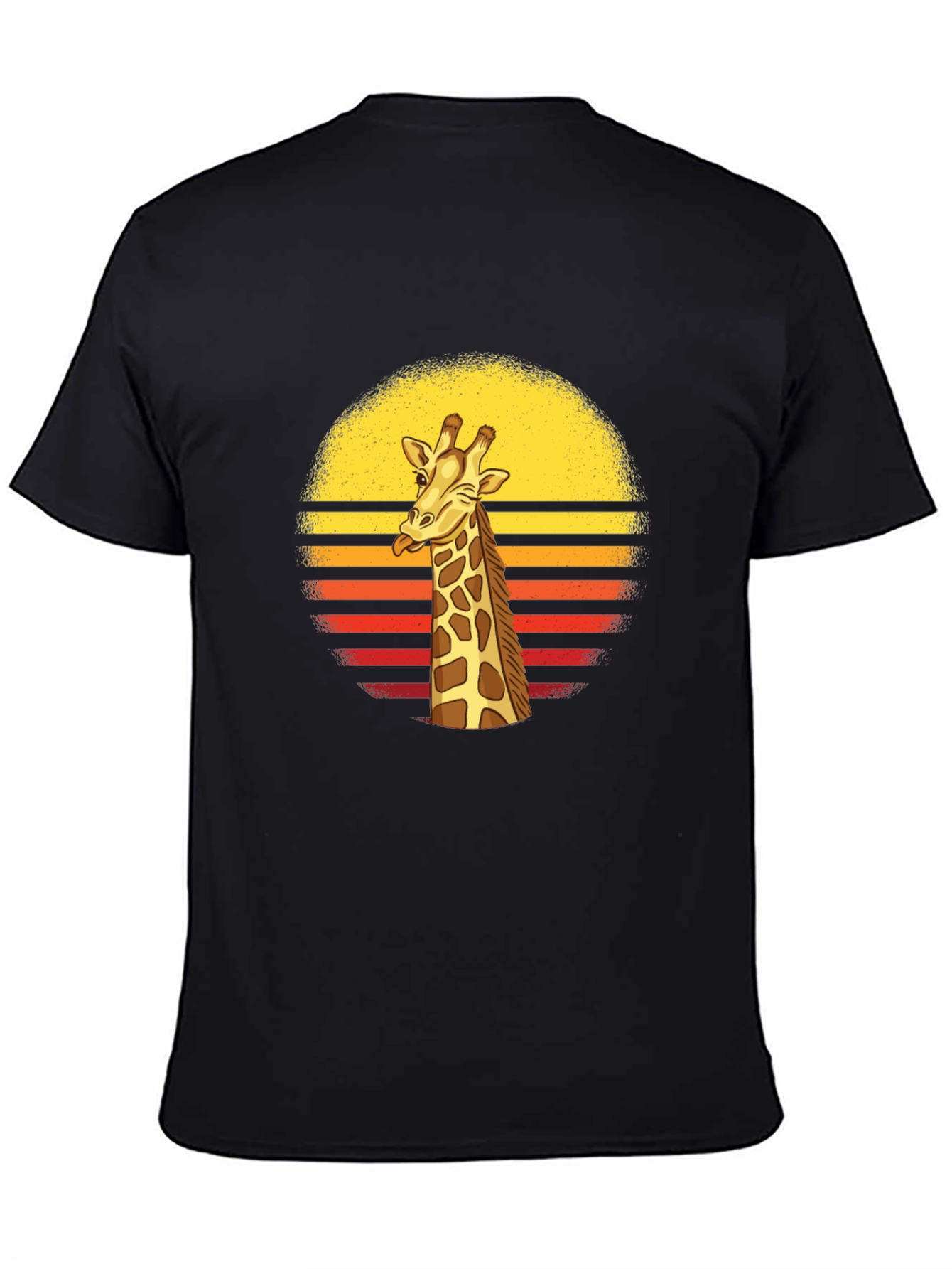 Black Giraffe Sunset Graphic Tee - Funny Animal T-Shirt view 4