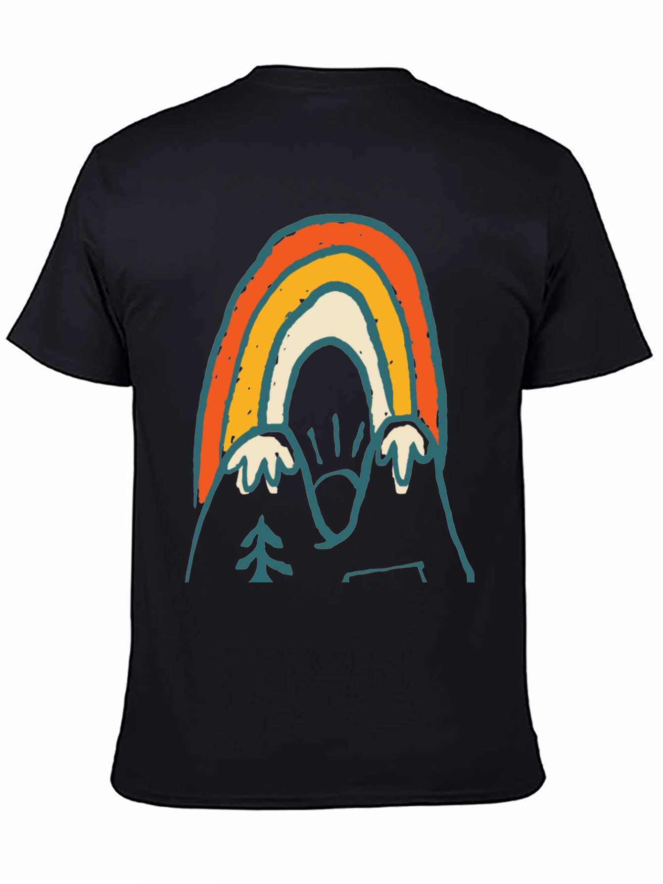 Black Retro Mountain Rainbow Graphic Tee - Black view 4
