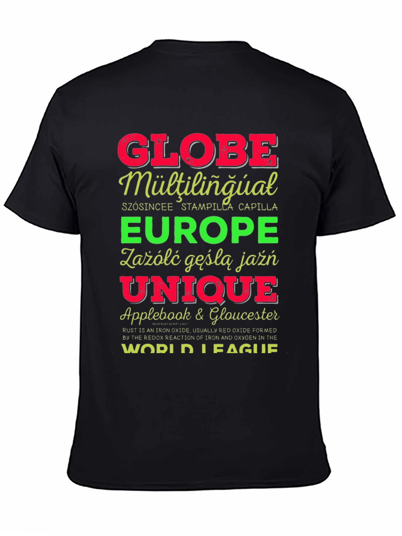 Black Globe Multilingual Graphic T-Shirt view 4