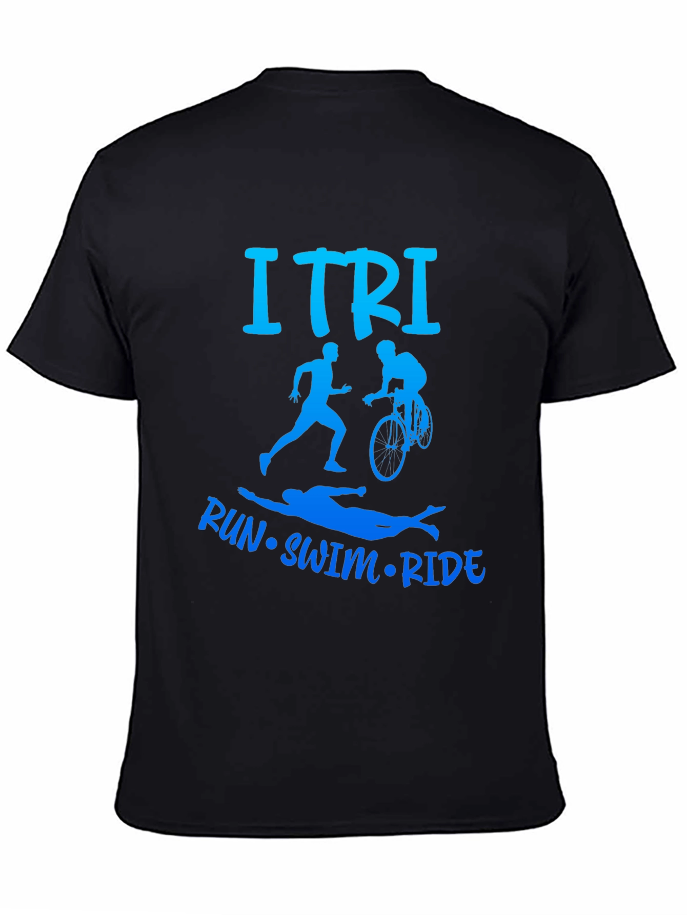 Black ITRI Run Swim Ride Triathlon T-Shirt view 4