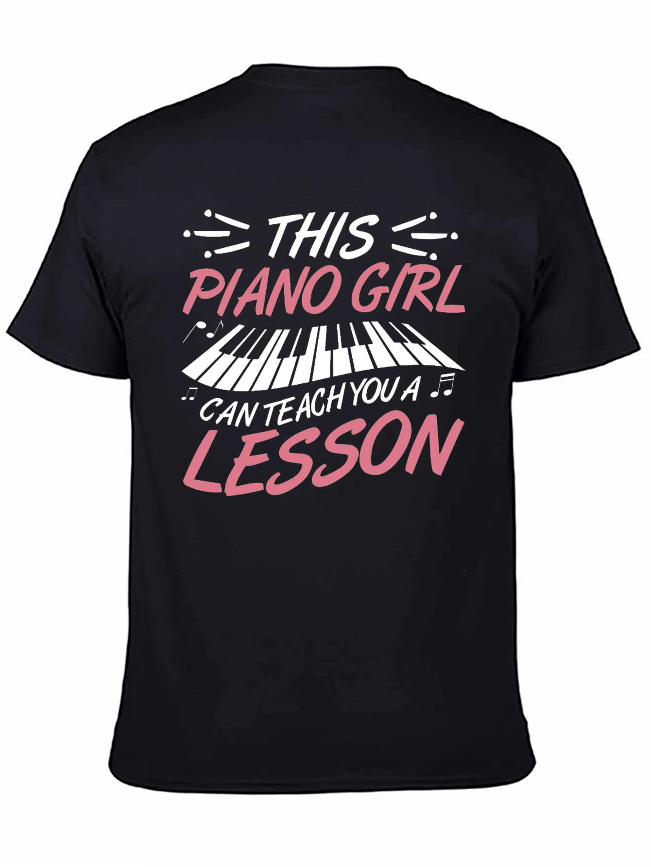 Black Piano Girl Teacher T-Shirt - Music Lesson Gift view 4