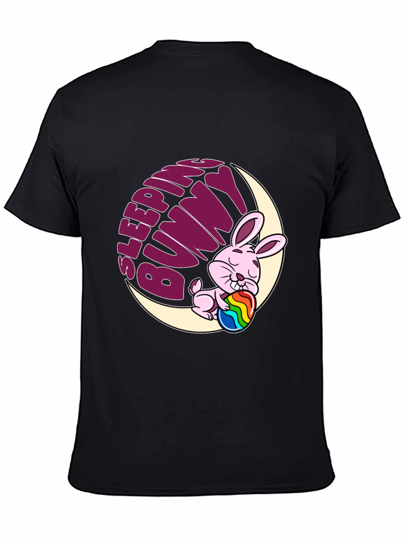 Black Sleeping Bunny Graphic Tee - Easter Holiday Shirt view 4