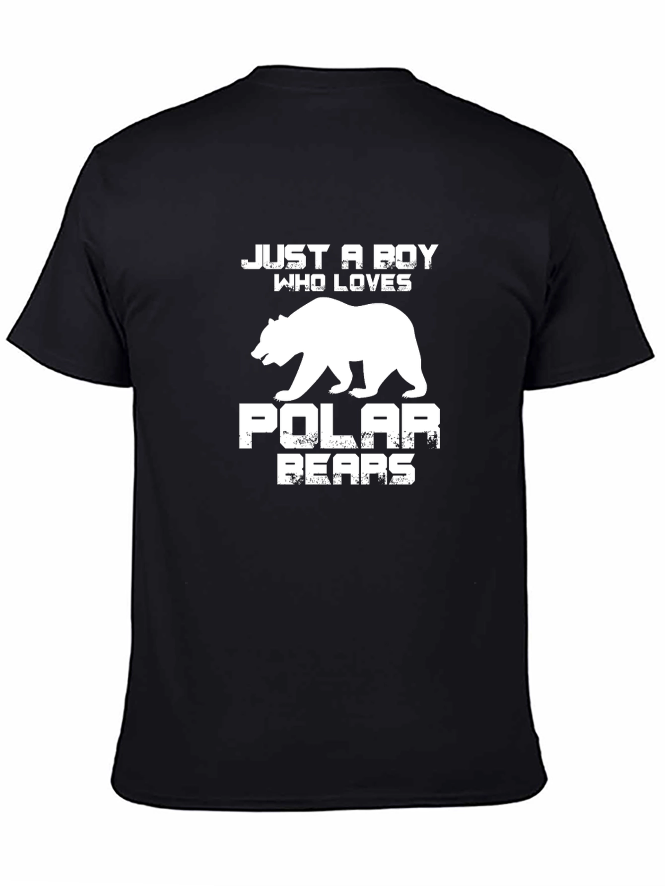 Black Just A Boy Who Loves Polar Bears Black T-Shirt view 4