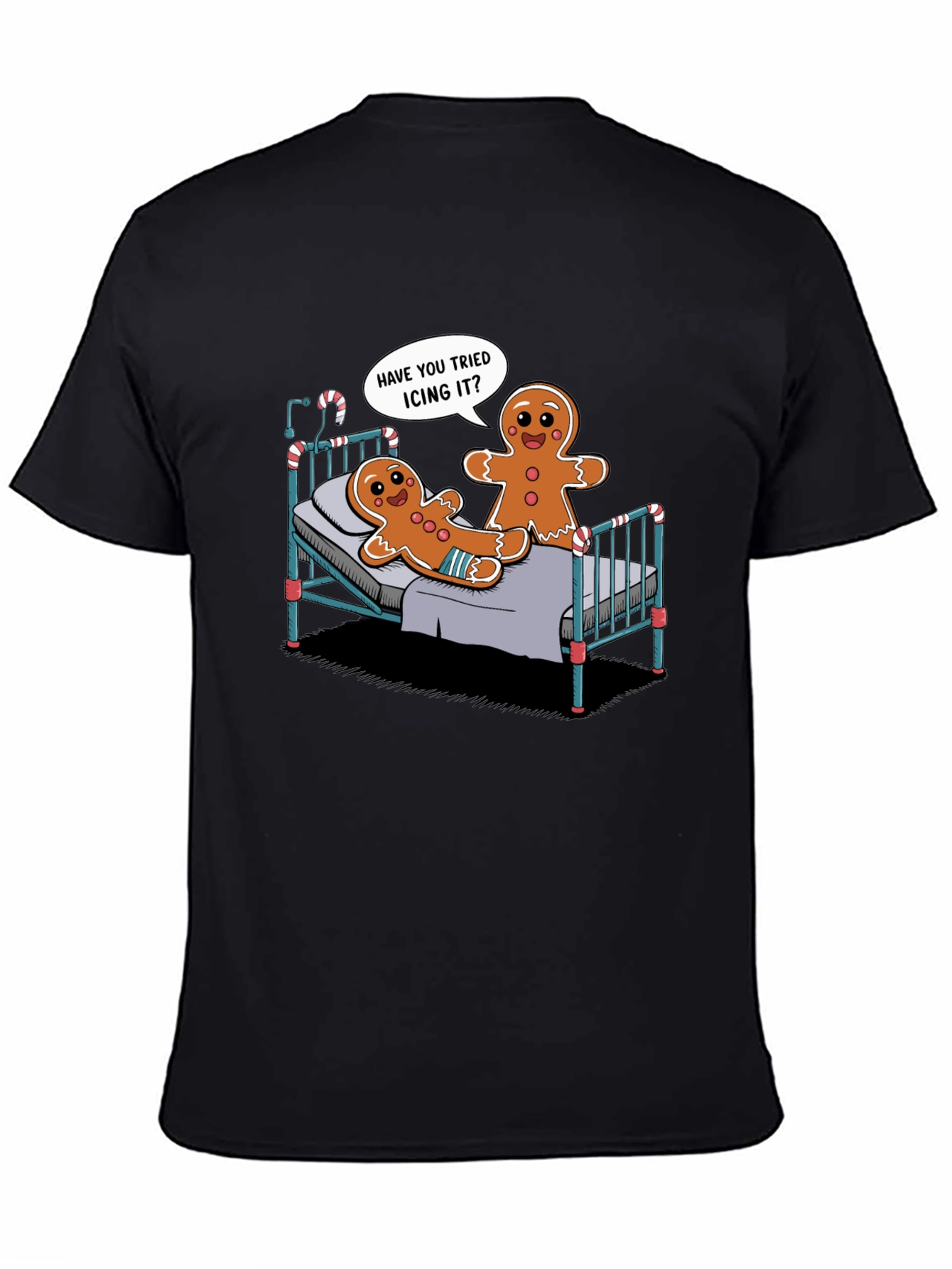 Black Funny Gingerbread Icing T-Shirt view 4