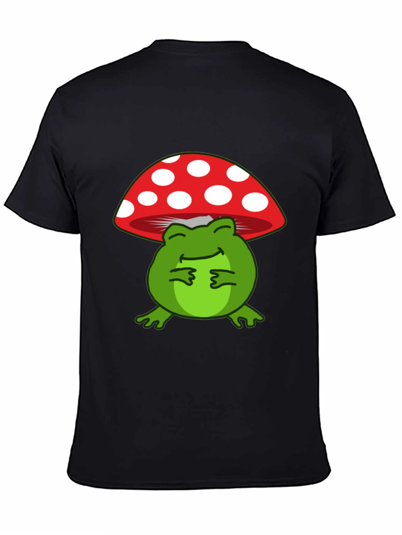 Black Frog on Mushroom Graphic T-Shirt view 4