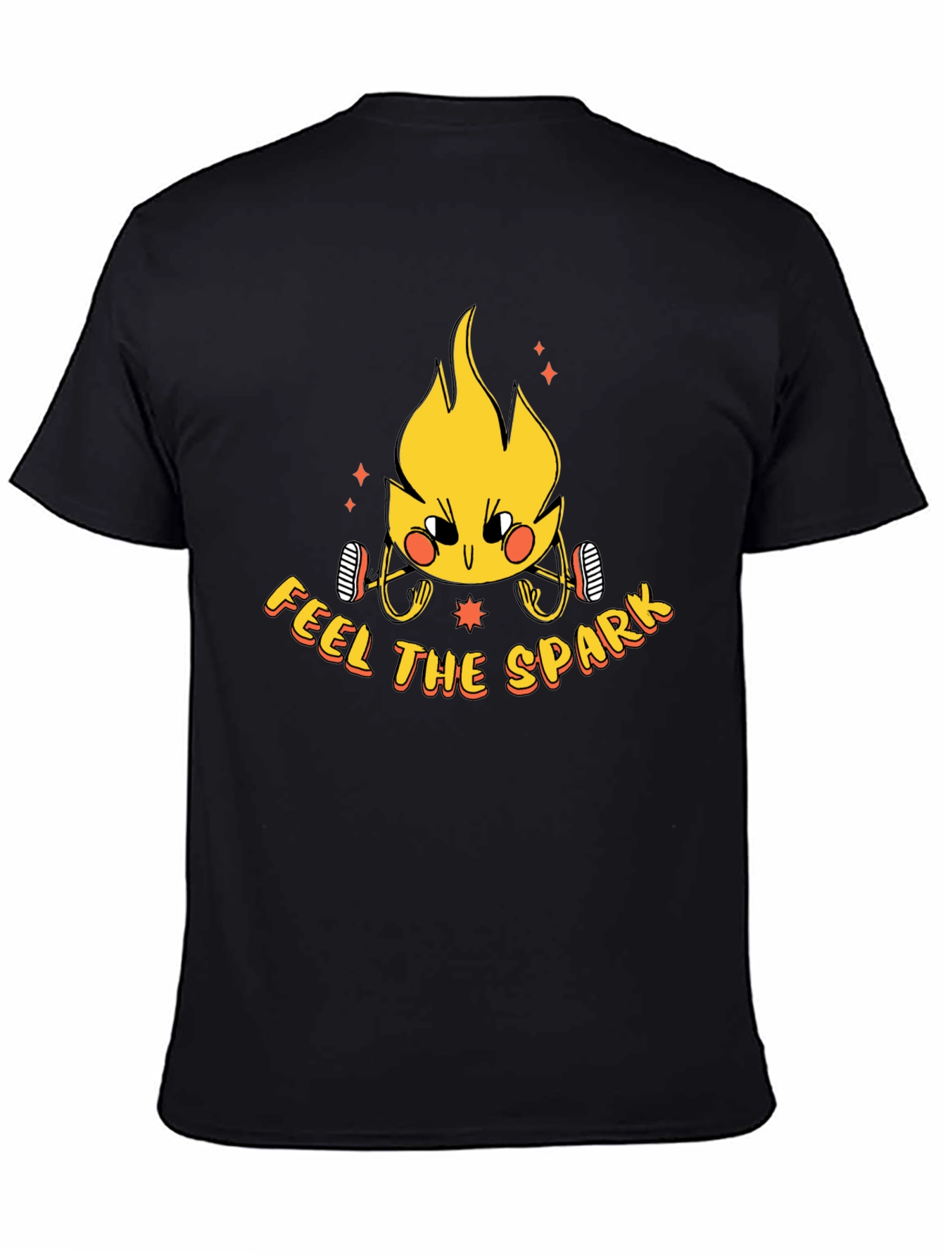 Black Feel the Spark Graphic Tee - Black Cotton T-Shirt view 4