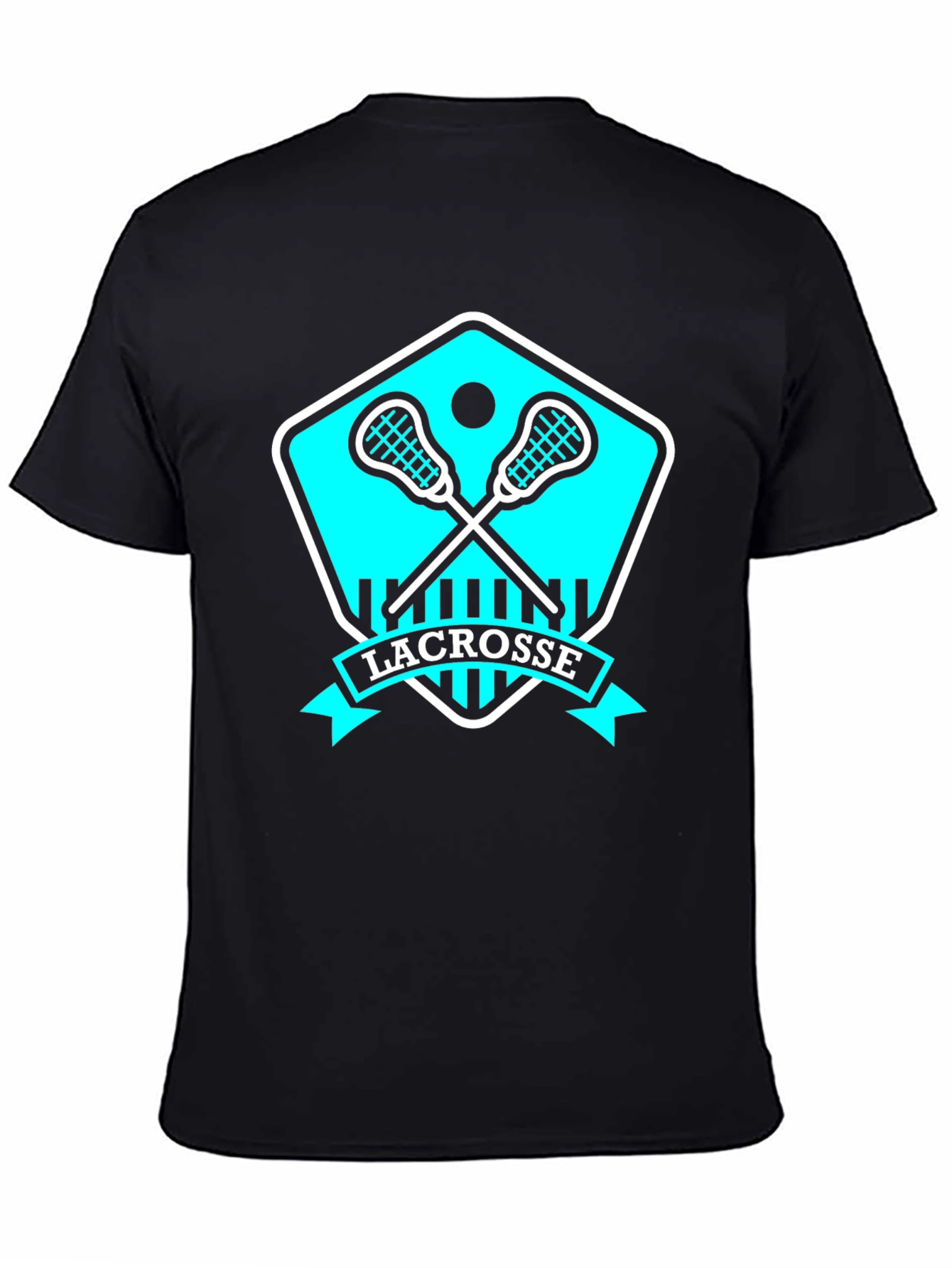 Black Lacrosse T-Shirt with Crossed Stick Design view 4