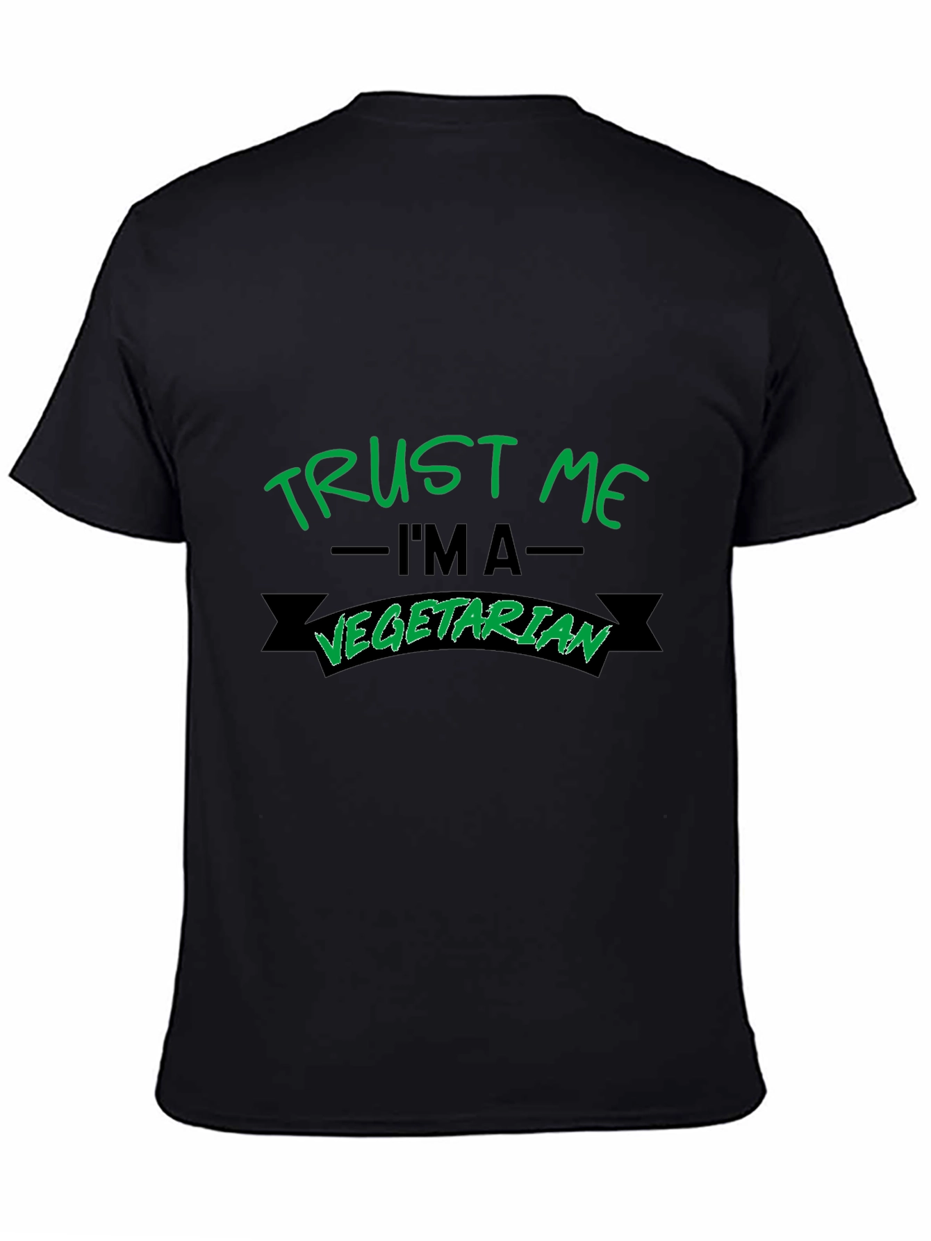 Black Trust Me I'm a Vegetarian Black T-Shirt view 4