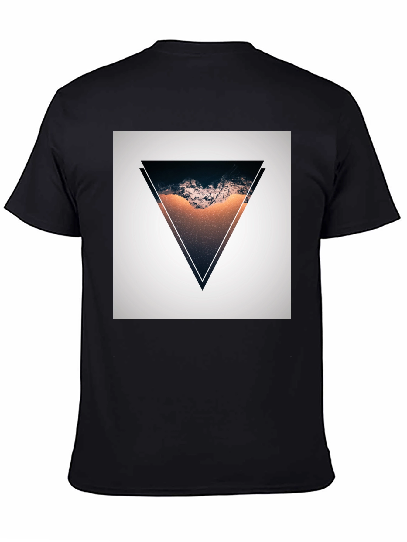 Black Geometric Triangle Graphic T-Shirt - Modern Design view 4