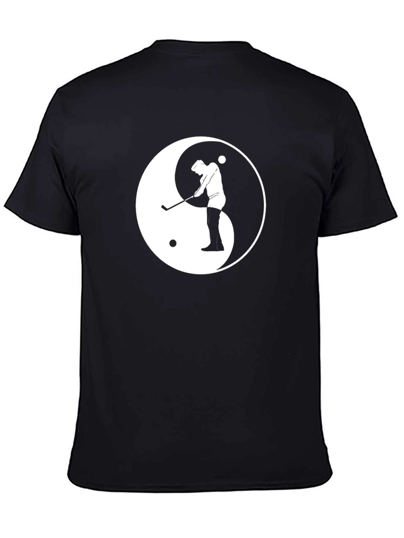 Black Yin Yang Golf T-Shirt - Classic Black Tee view 4