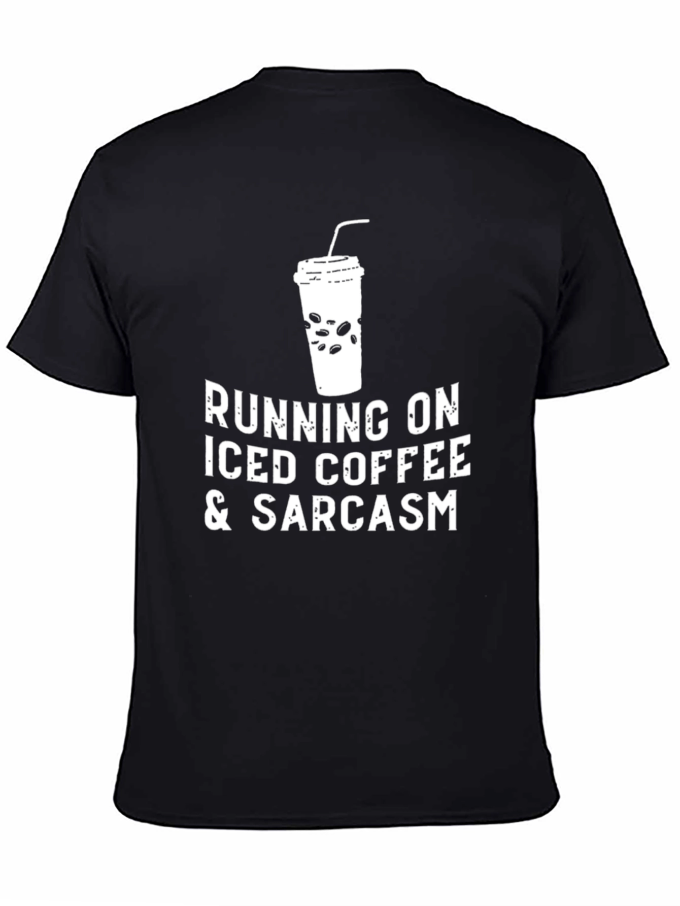 Black Running on Iced Coffee & Sarcasm Graphic Tee view 4