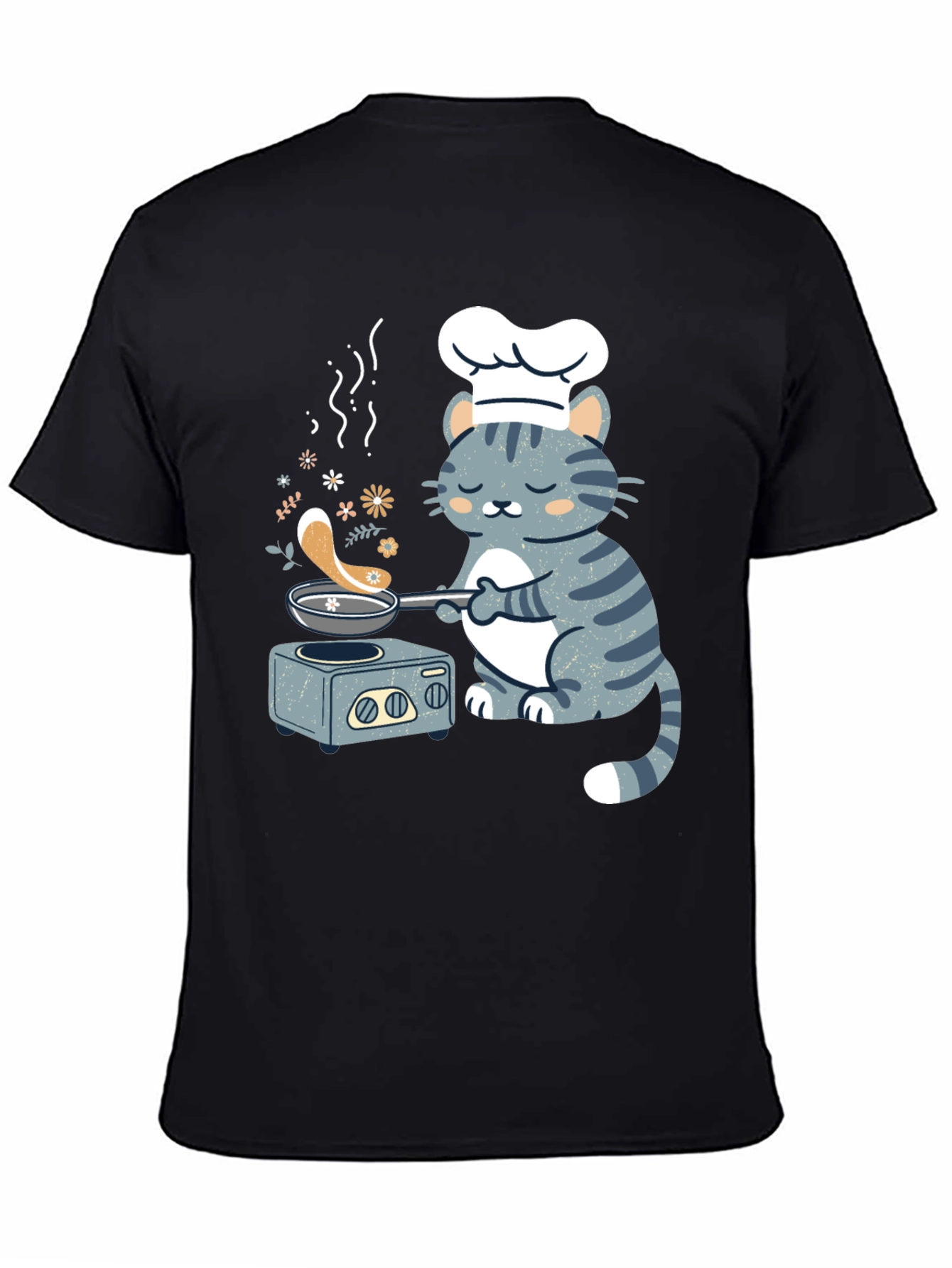 Black Chef Cat T-Shirt - Funny Cooking Kitten Tee view 4