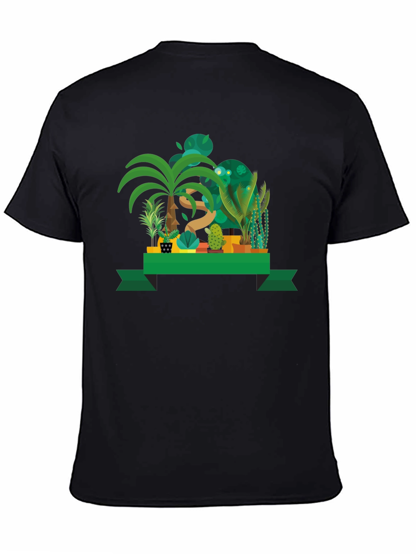 Black Tropical Plant Graphic Black T-Shirt view 4