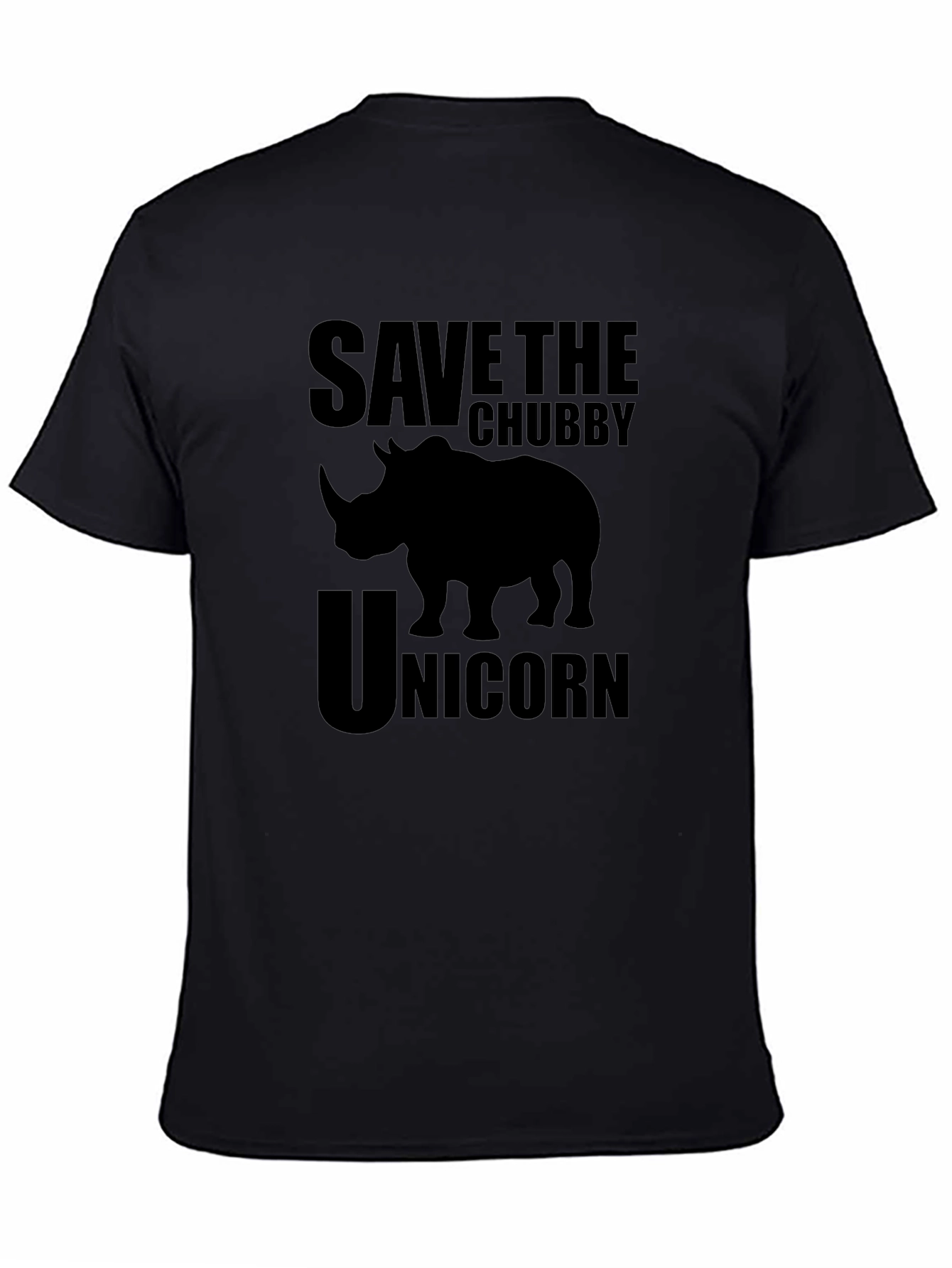 Black Save the Chubby Unicorn T-Shirt view 4