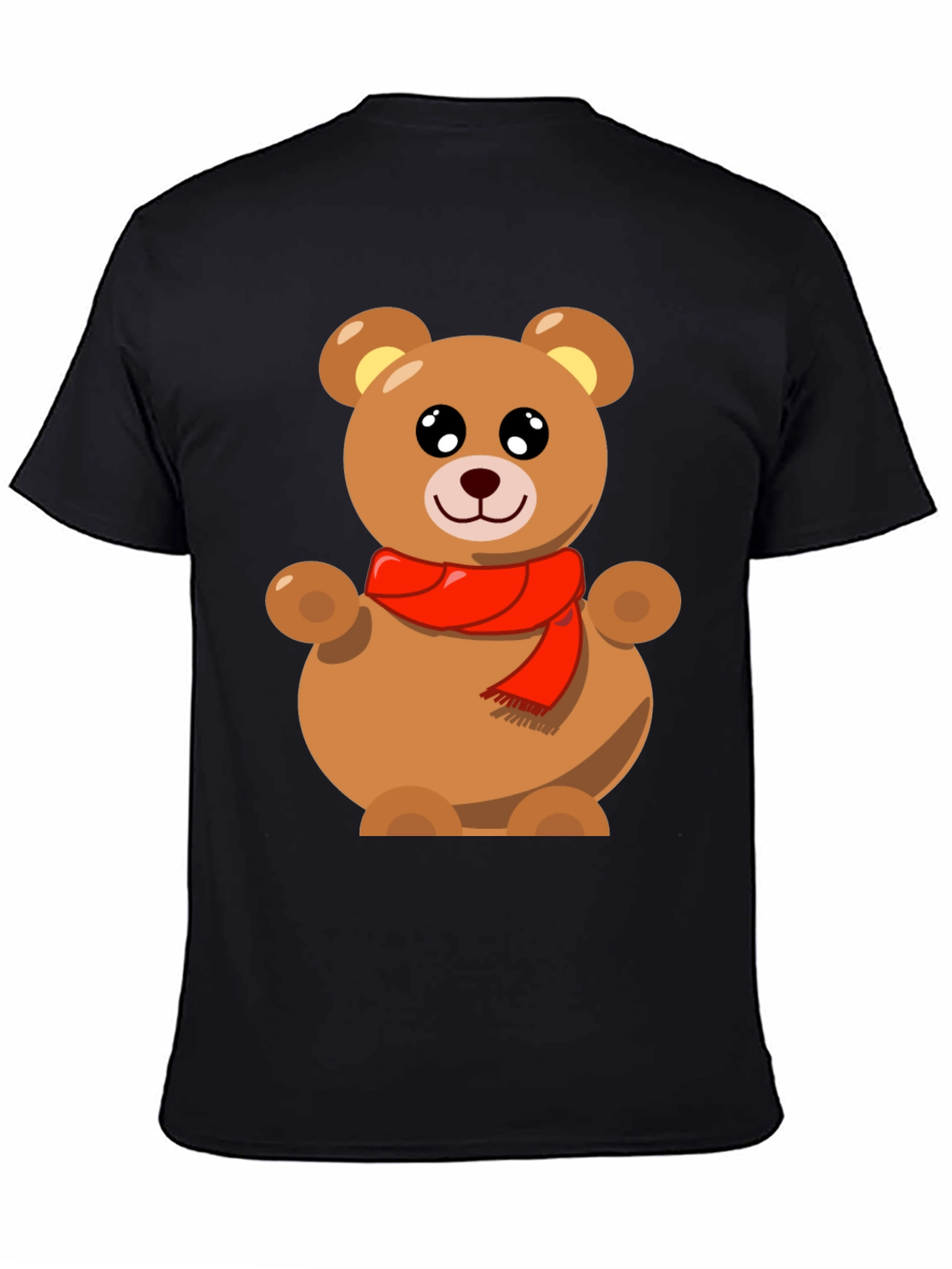 Black Cute Teddy Bear Graphic Tee - Black view 4