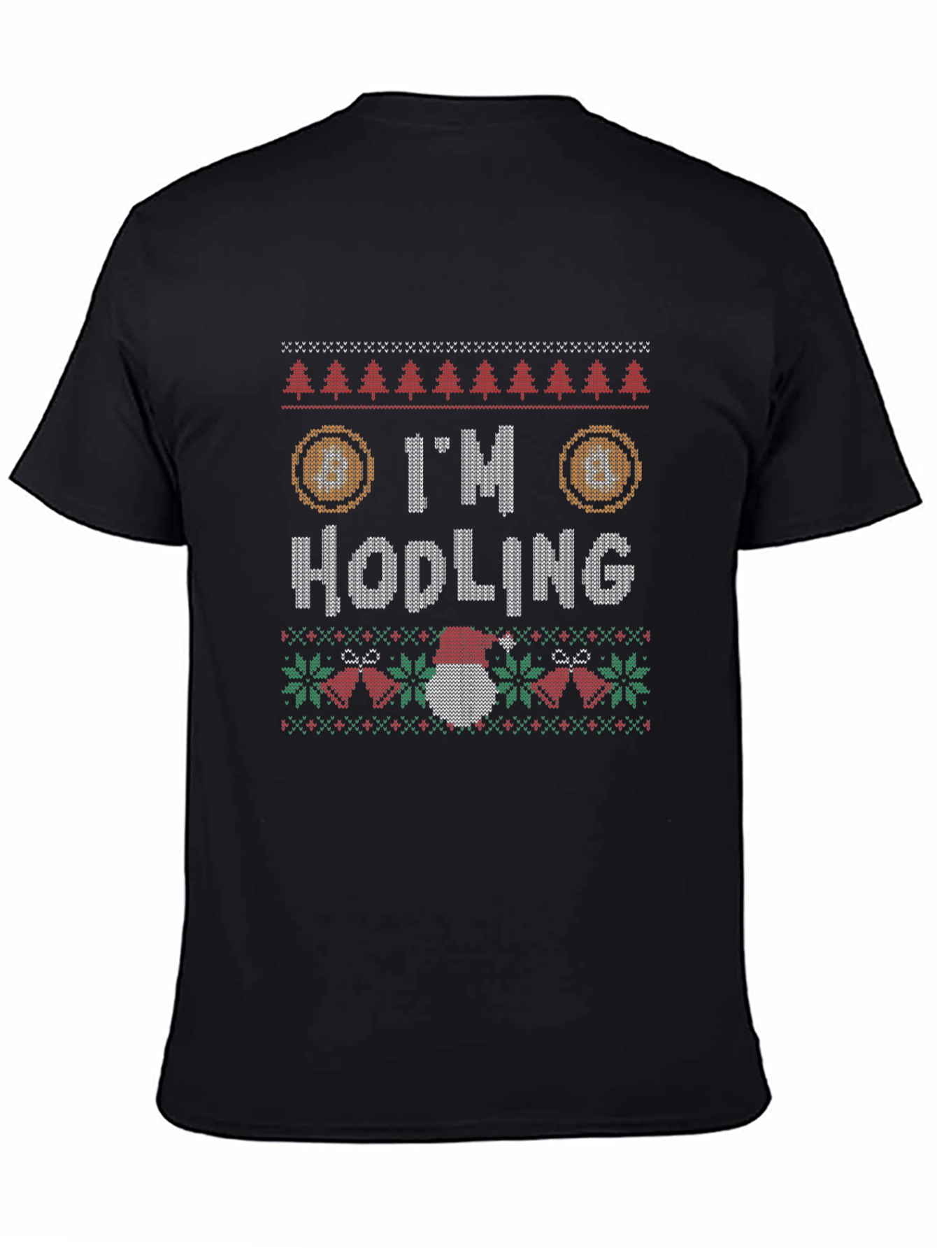 Black I'm Hodling Christmas Sweater Style T-Shirt view 4
