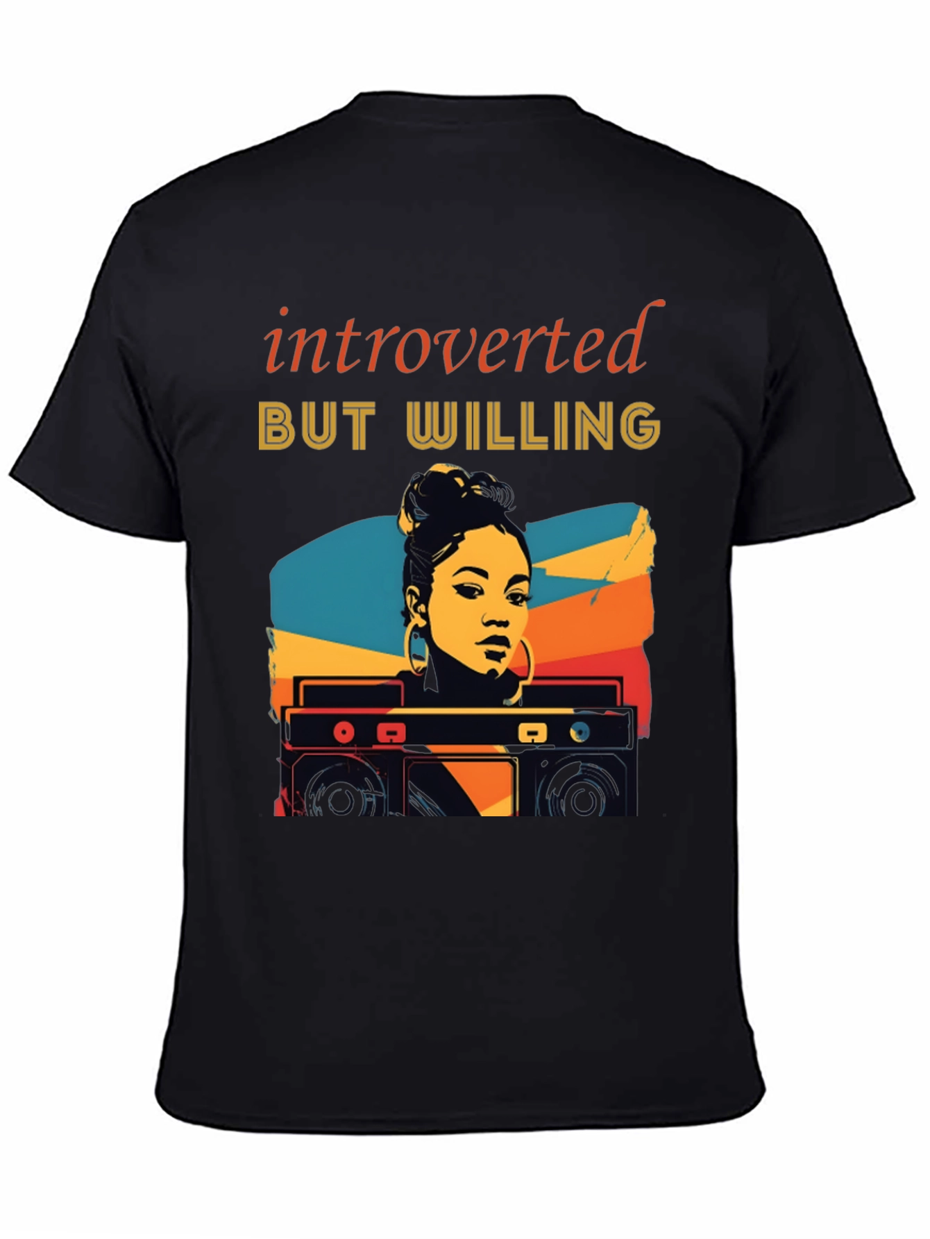 Black Introverted But Willing Graphic T-Shirt view 4