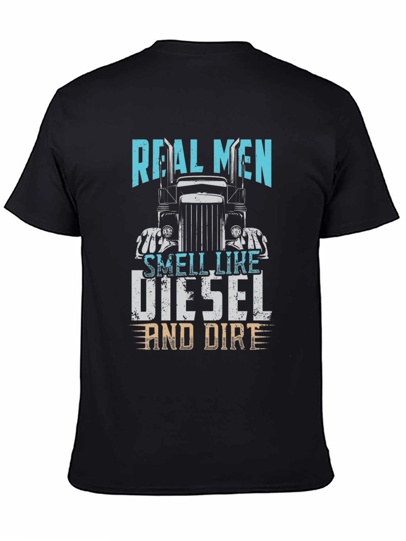 Black Real Men Diesel and Dirt Trucker T-Shirt view 4