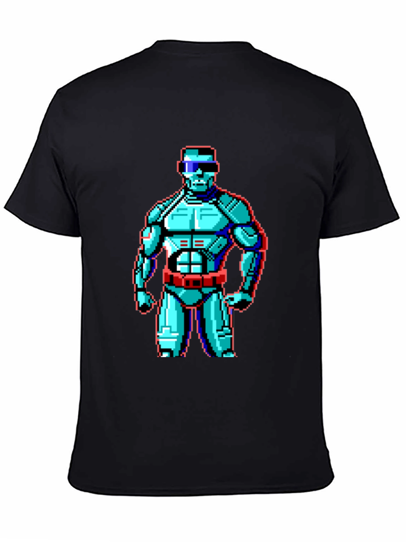 Black Retro Pixel Robot Graphic T-Shirt - Black view 4