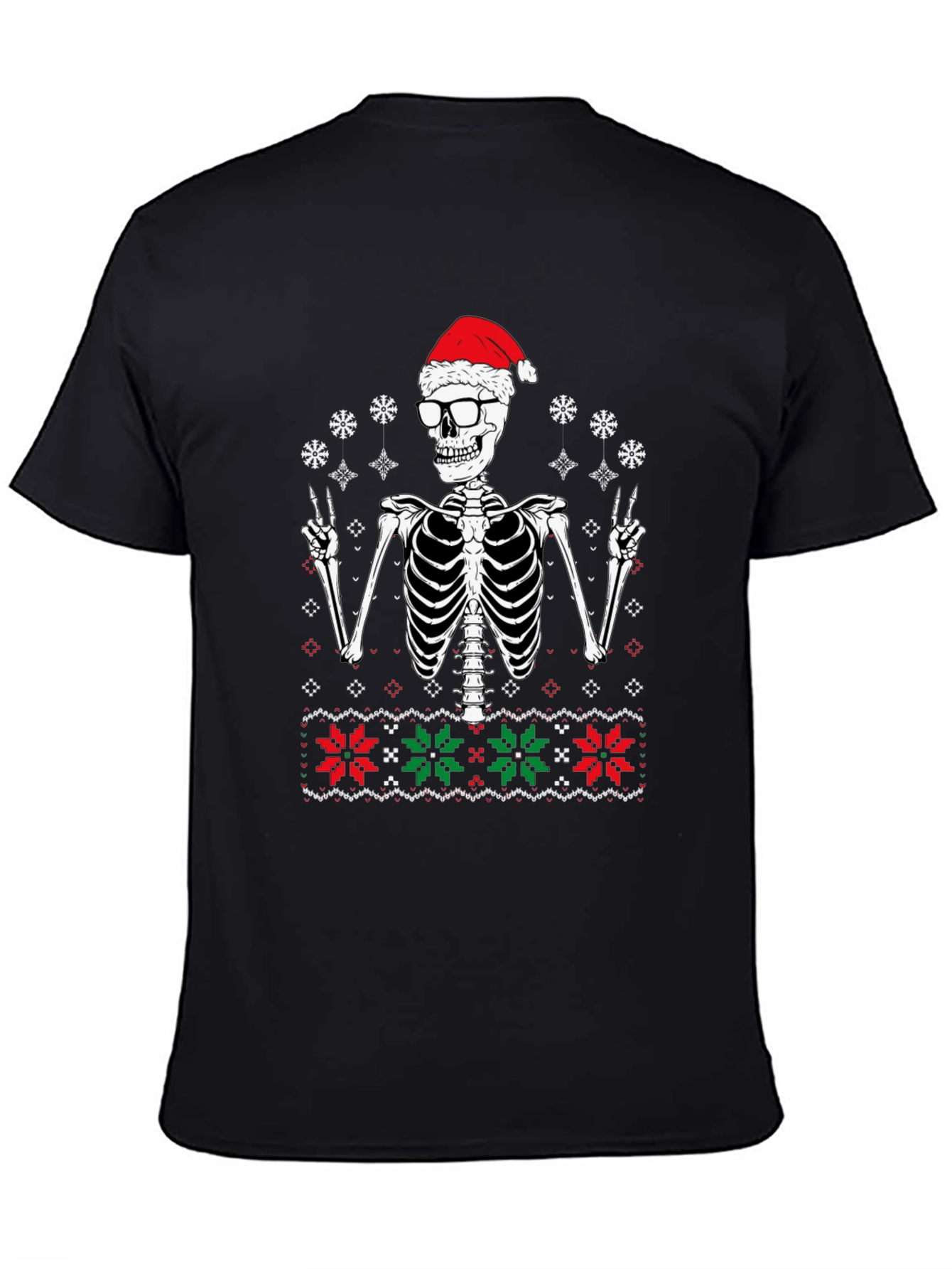 Black Christmas Skeleton Santa T-Shirt view 4