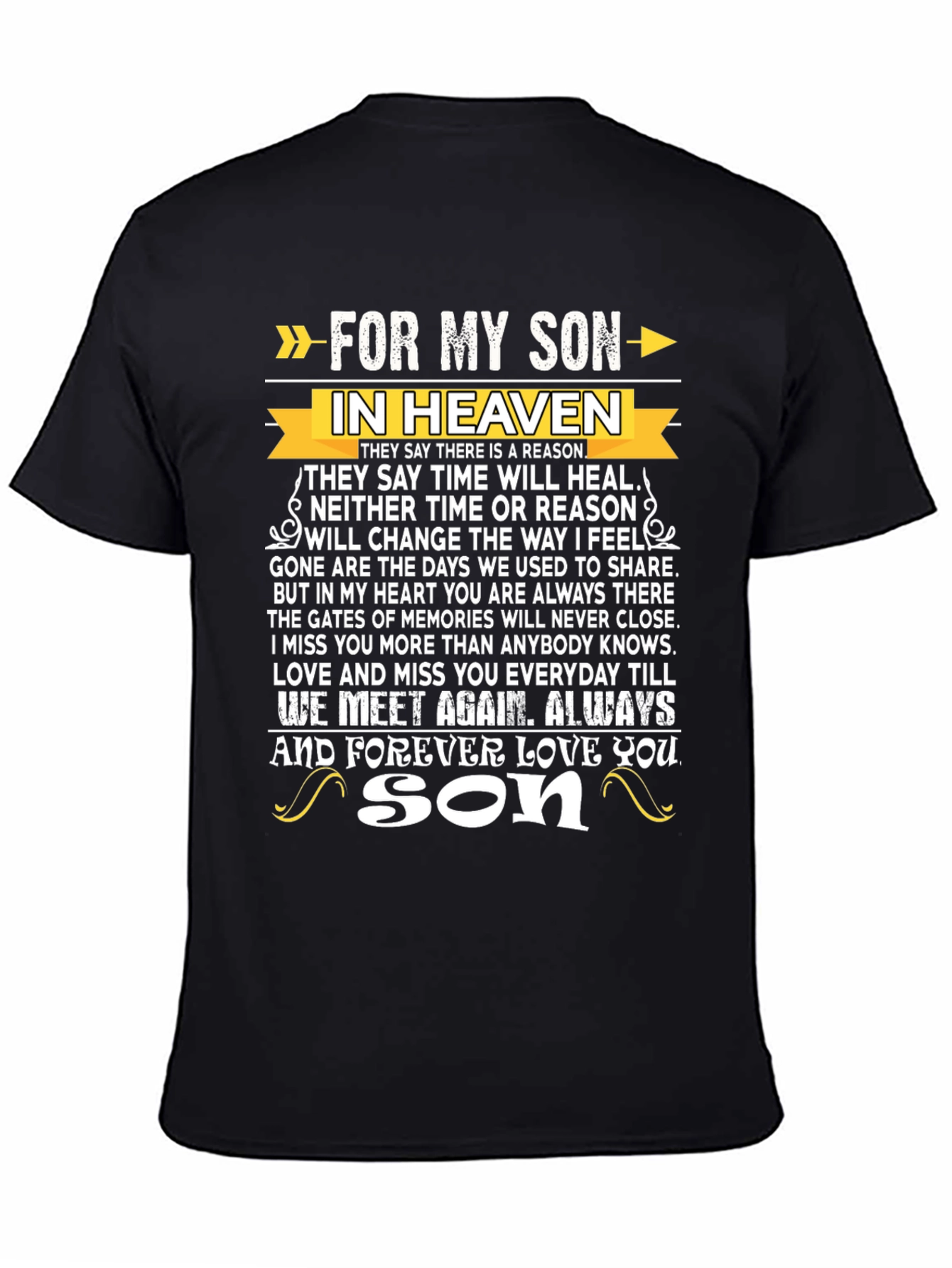 Black For My Son In Heaven Memorial T-Shirt view 4