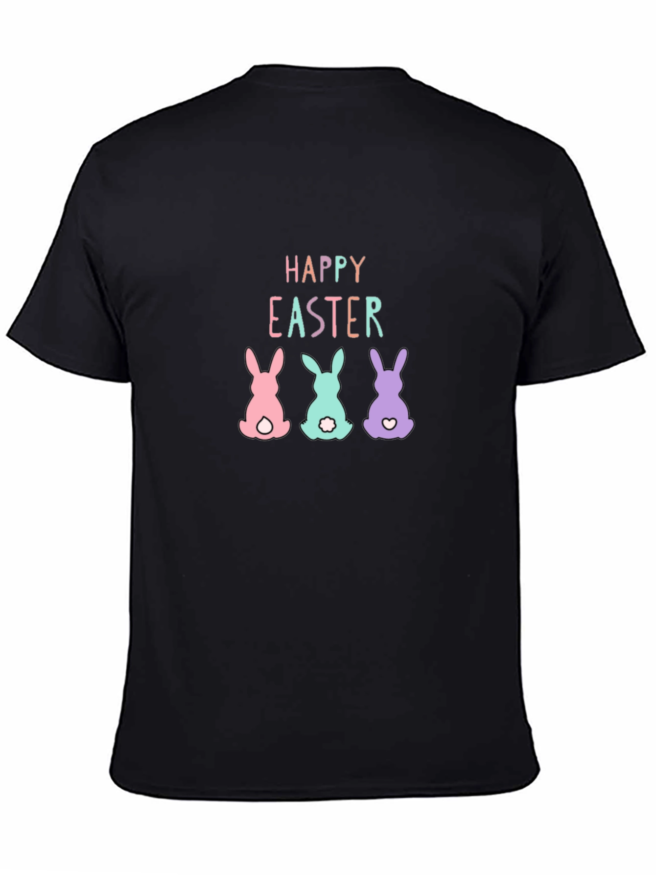 Black Happy Easter Bunny T-Shirt - Cute Holiday Tee view 4