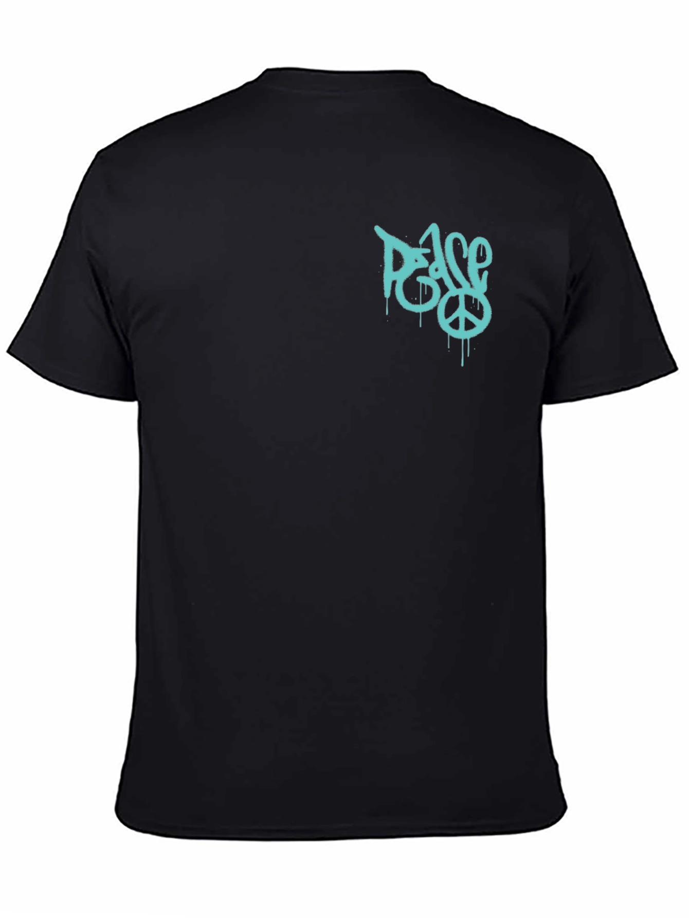 Black Peace Graffiti Graphic Men's T-Shirt - Black view 4