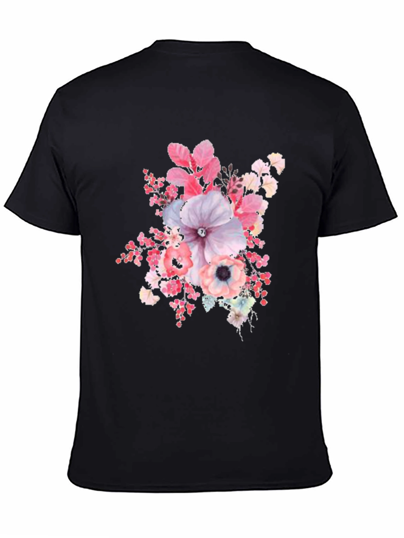 Black Floral Print Black T-Shirt view 4