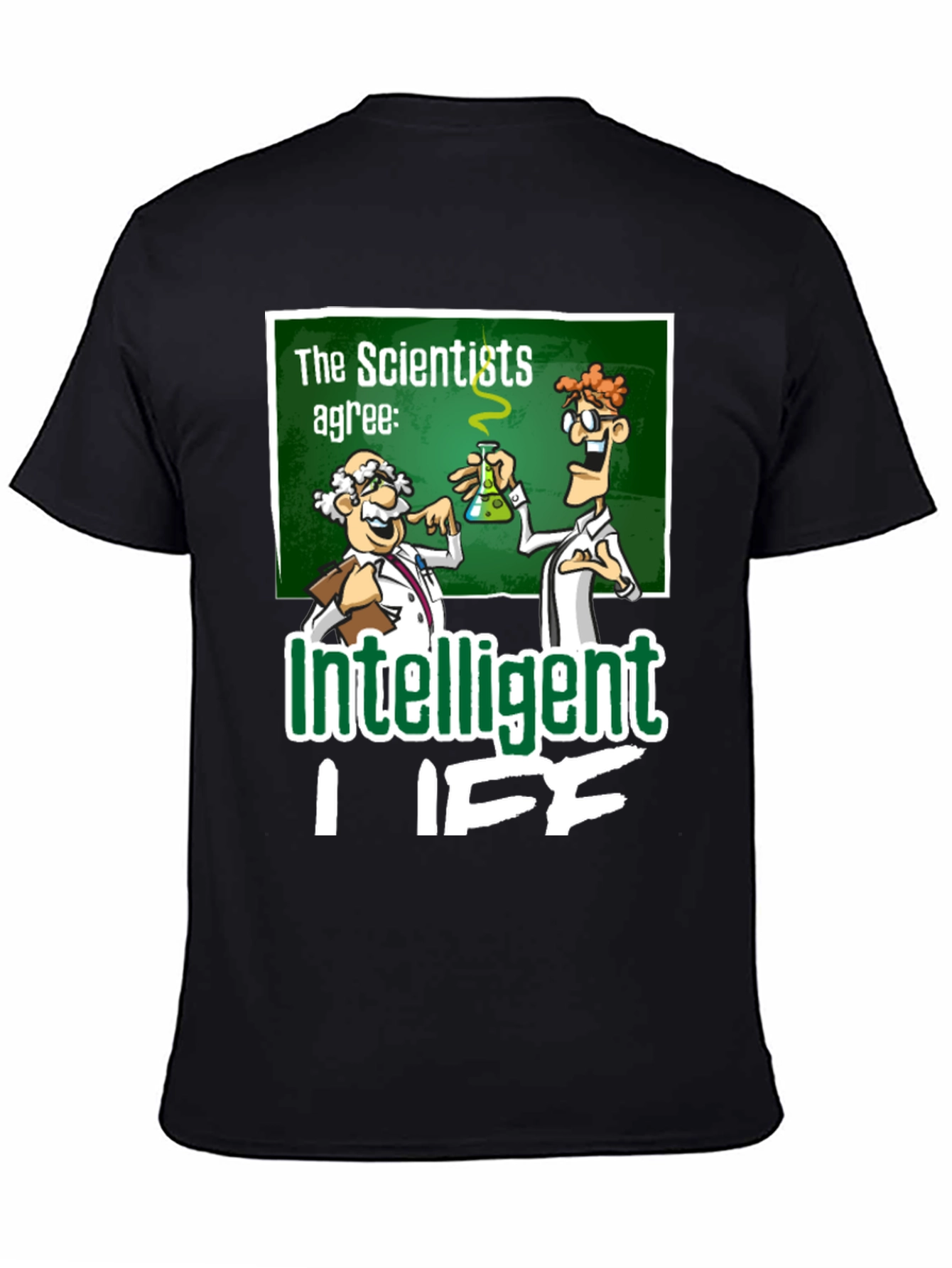 Black Intelligent Life Graphic Tee - Science Humor T-Shirt view 4