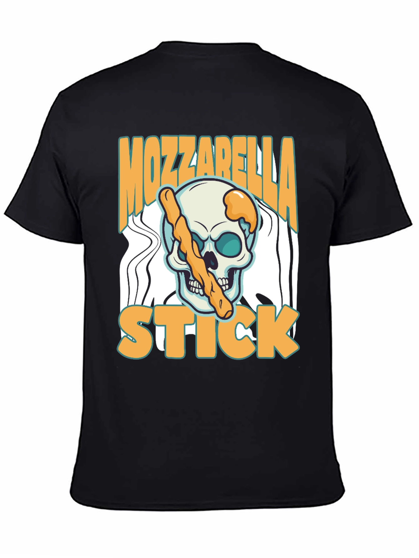 Black Mozzarella Stick Skull Graphic Tee view 4