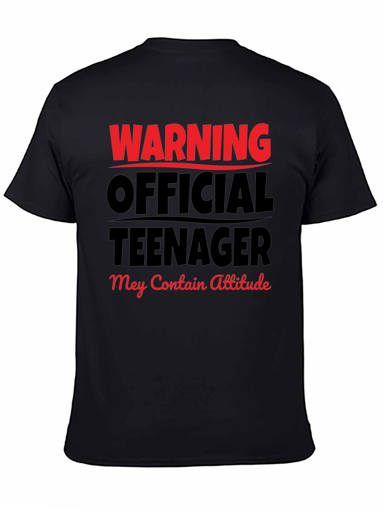 Black Warning Official Teenager T-Shirt - Attitude Included! view 4