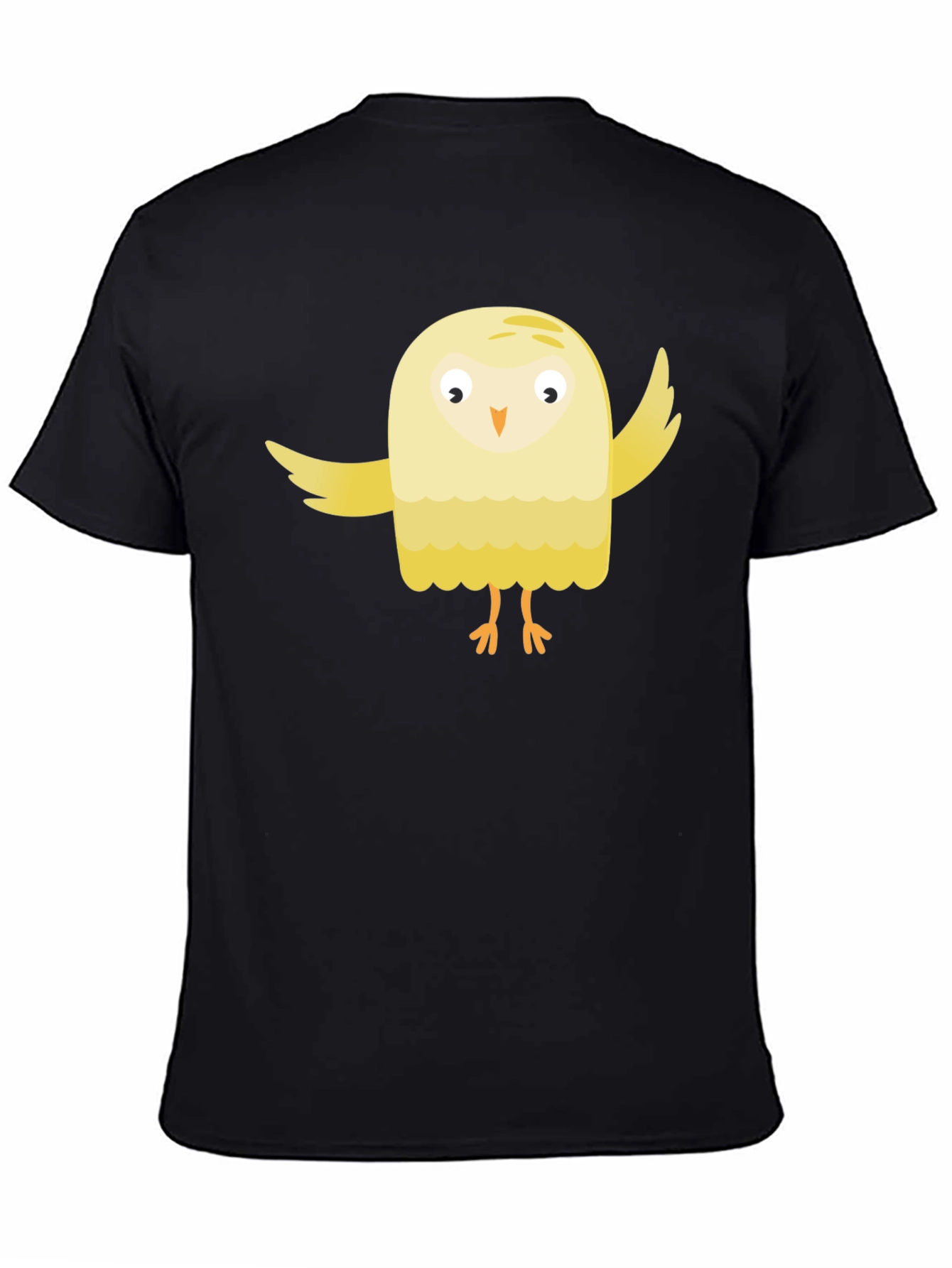 Black Cute Cartoon Bird Black T-Shirt view 4