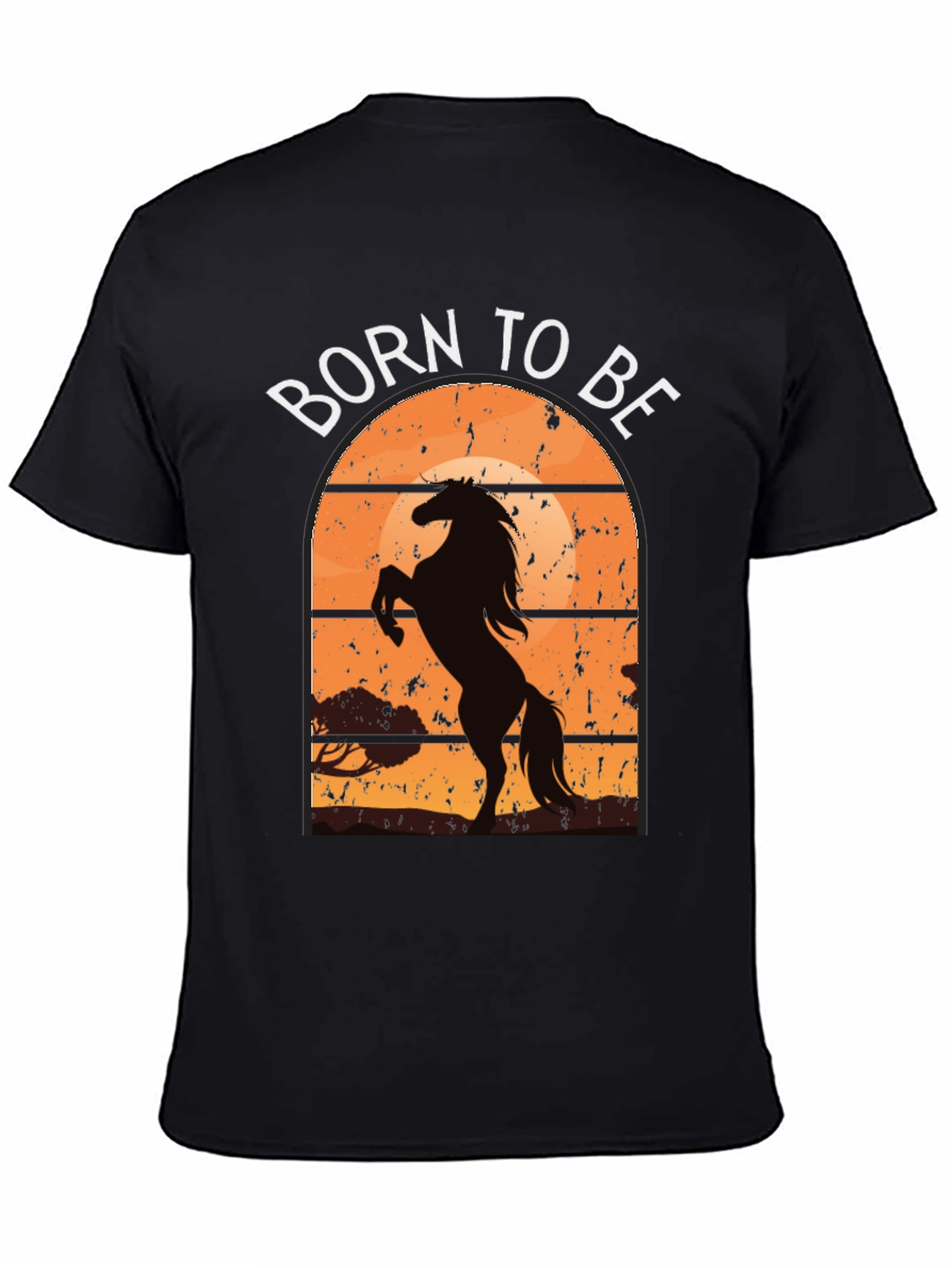 Black Born to Be Horse Silhouette Graphic Tee view 4