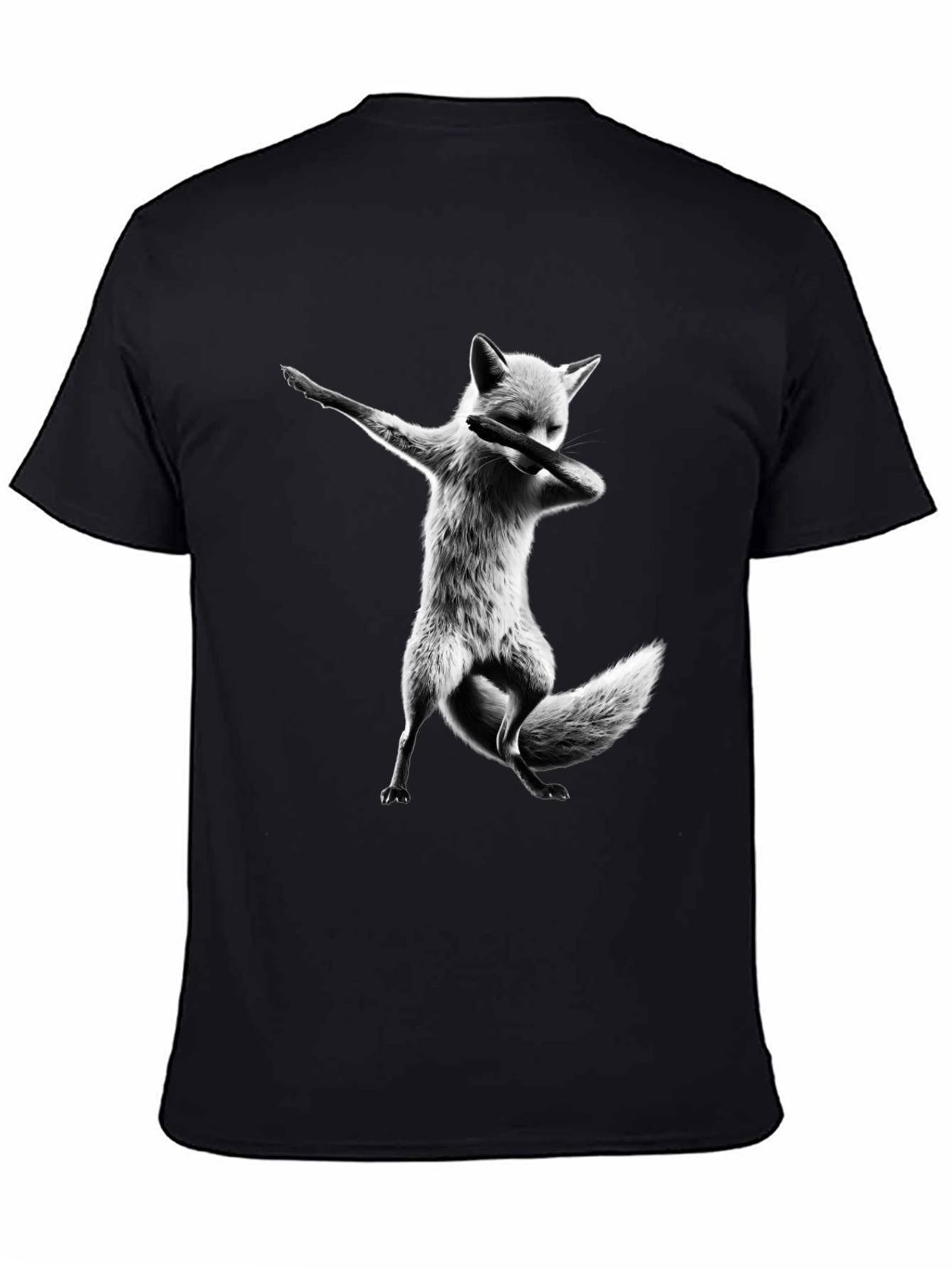 Black Dabbing Fox Graphic Tee - Black Cotton T-Shirt view 4
