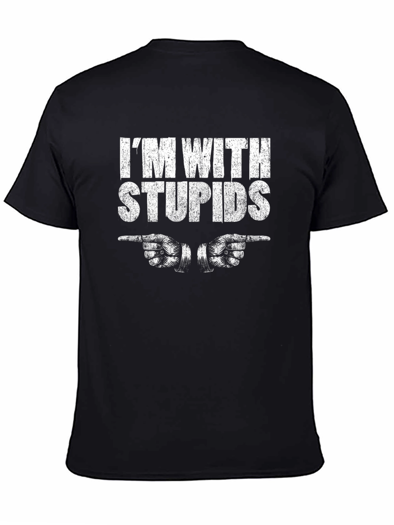 Black I'm With Stupid Novelty Graphic T-Shirt view 4