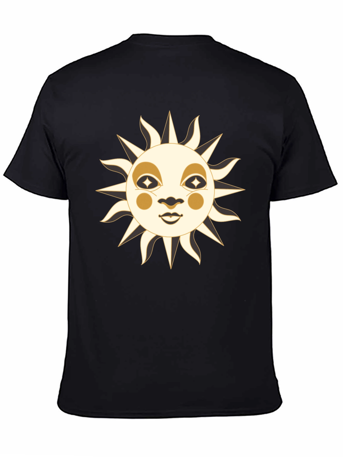 Black Celestial Sun Face Graphic T-Shirt view 4