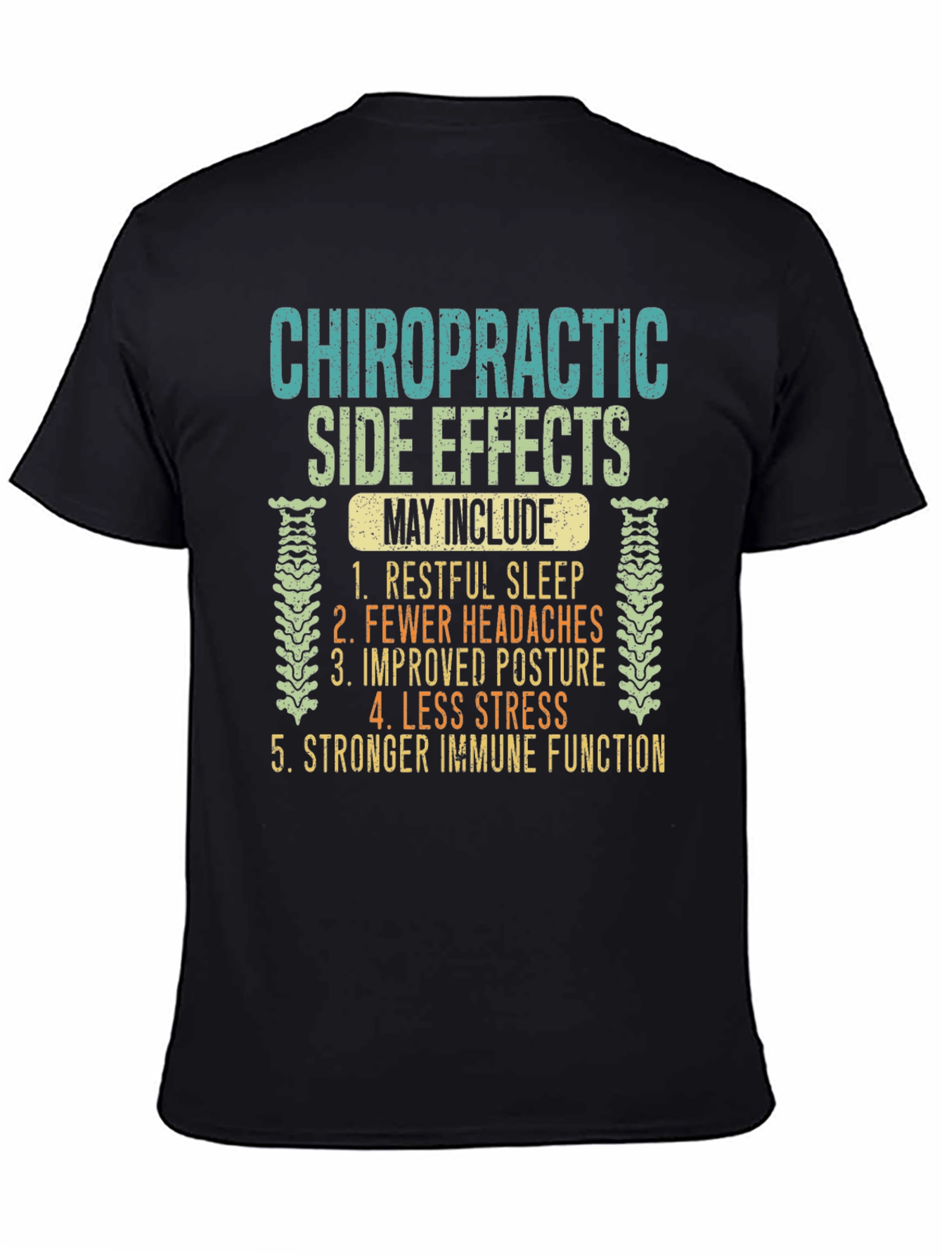 Black Chiropractic Side Effects T-Shirt view 4