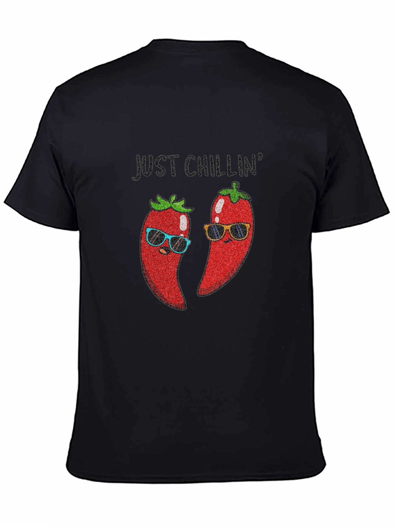 Black Just Chillin' Chili Pepper Graphic Tee view 4