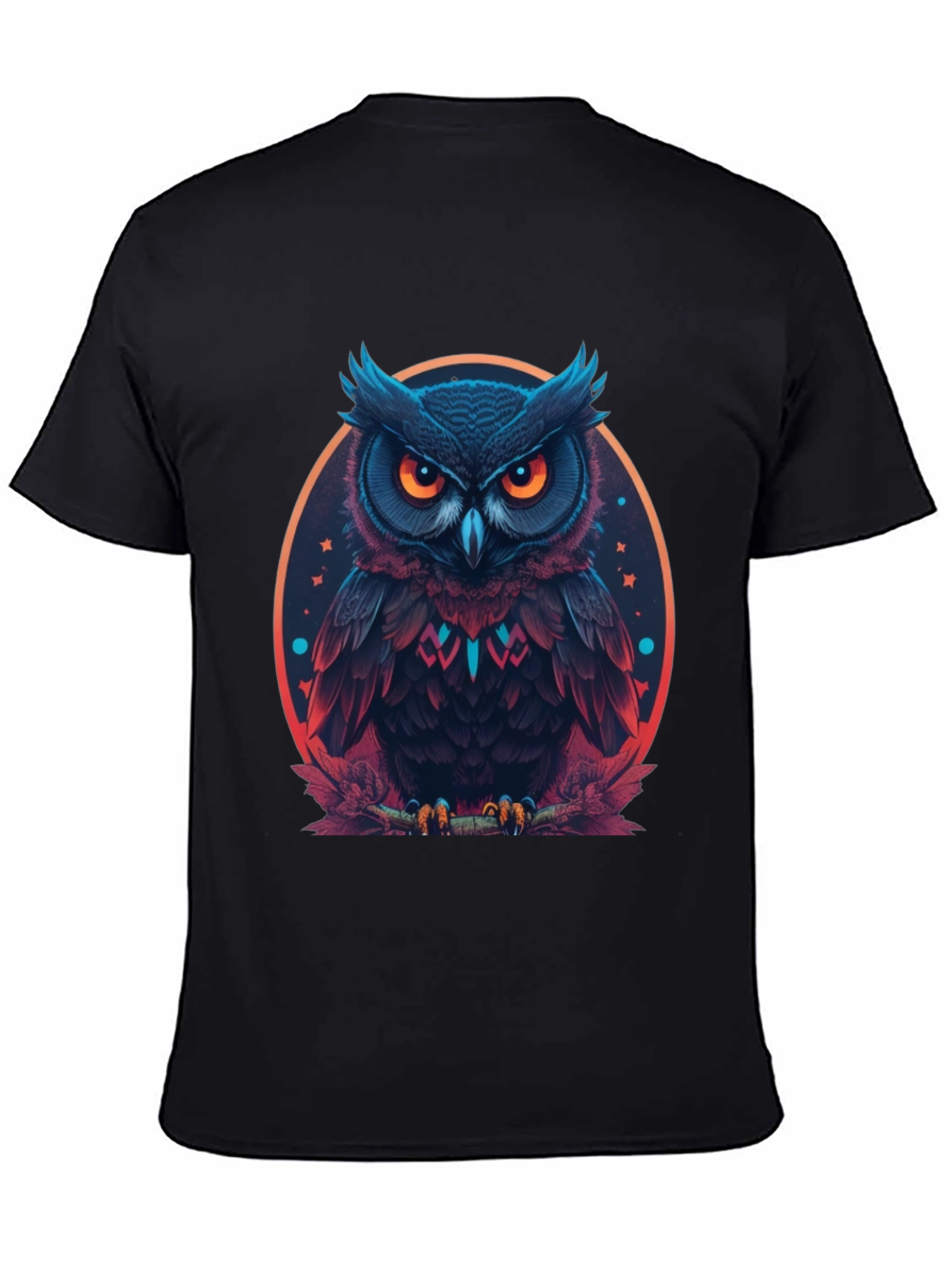 Black Men's Black Owl Graphic Tee view 4