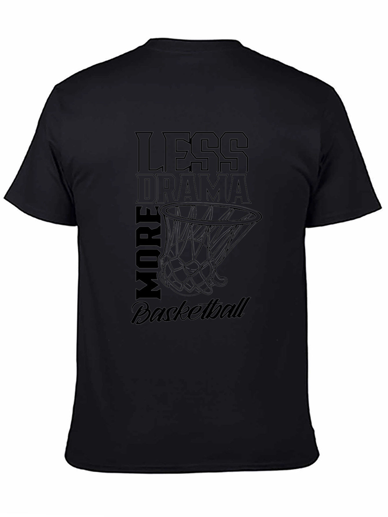 Black Less Drama More Basketball Graphic Tee view 4