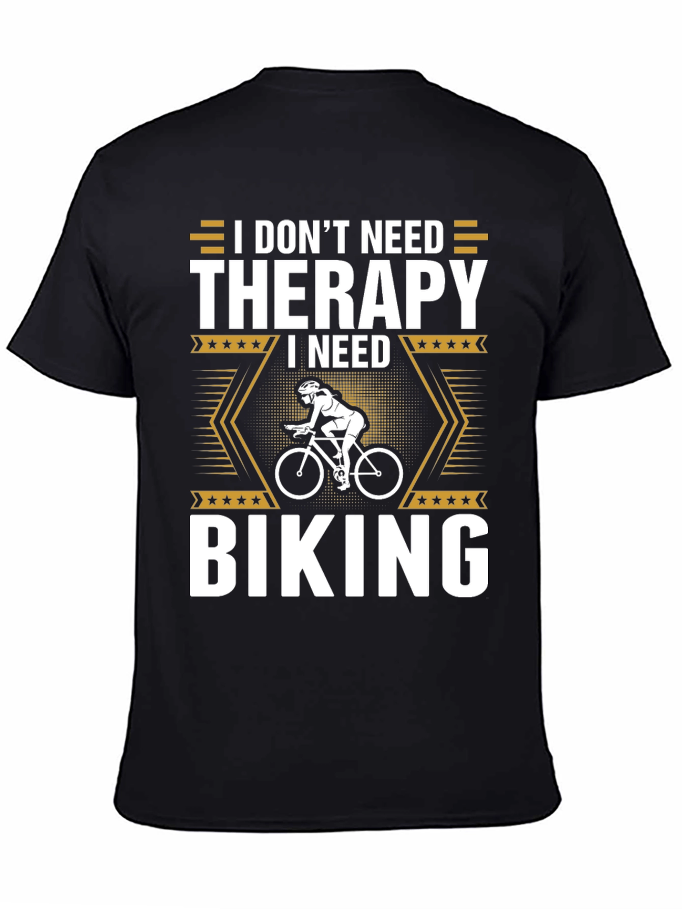 Black I Don't Need Therapy I Need Biking T-Shirt view 4