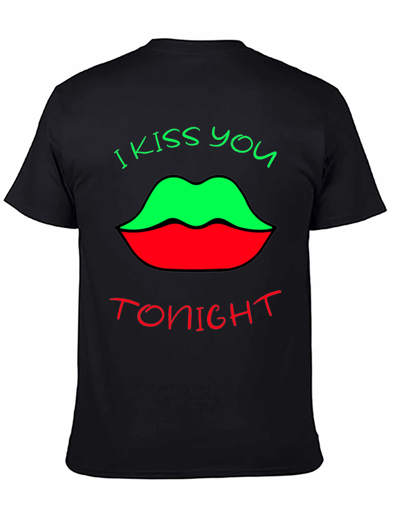 Black Kiss You Tonight Graphic Tee - Unique Lip Design view 4