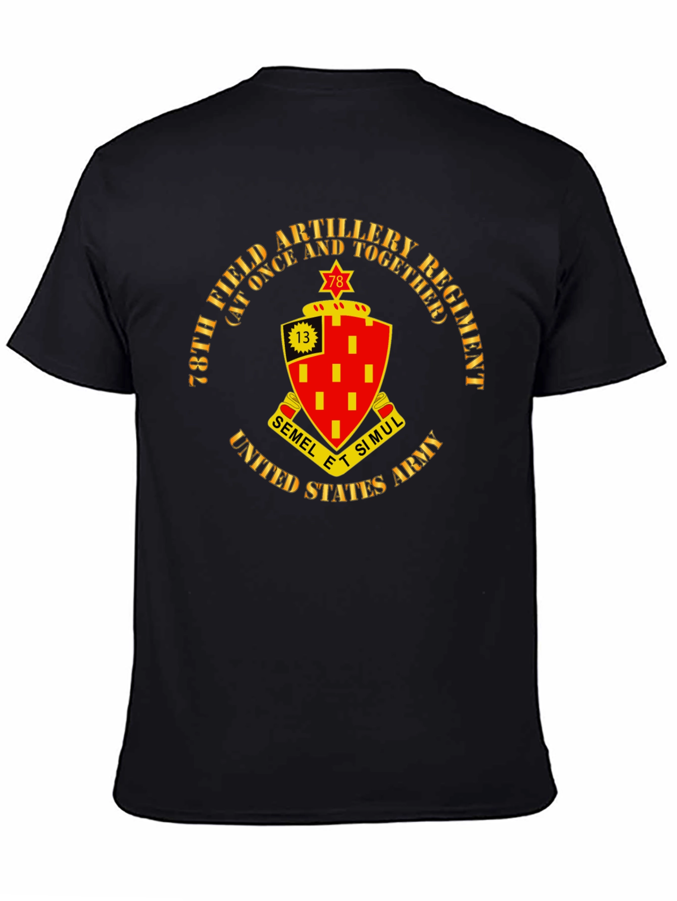Black 78th Field Artillery Regiment Black T-Shirt view 4