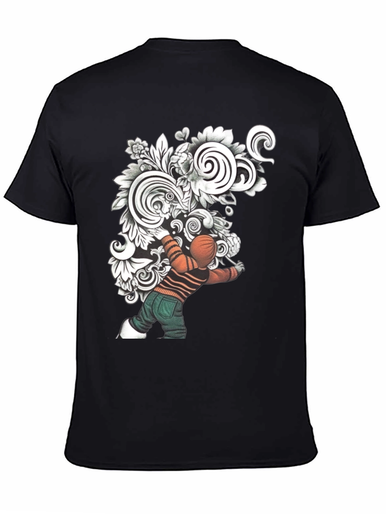 Black Unique Graphic Print Black T-Shirt view 4