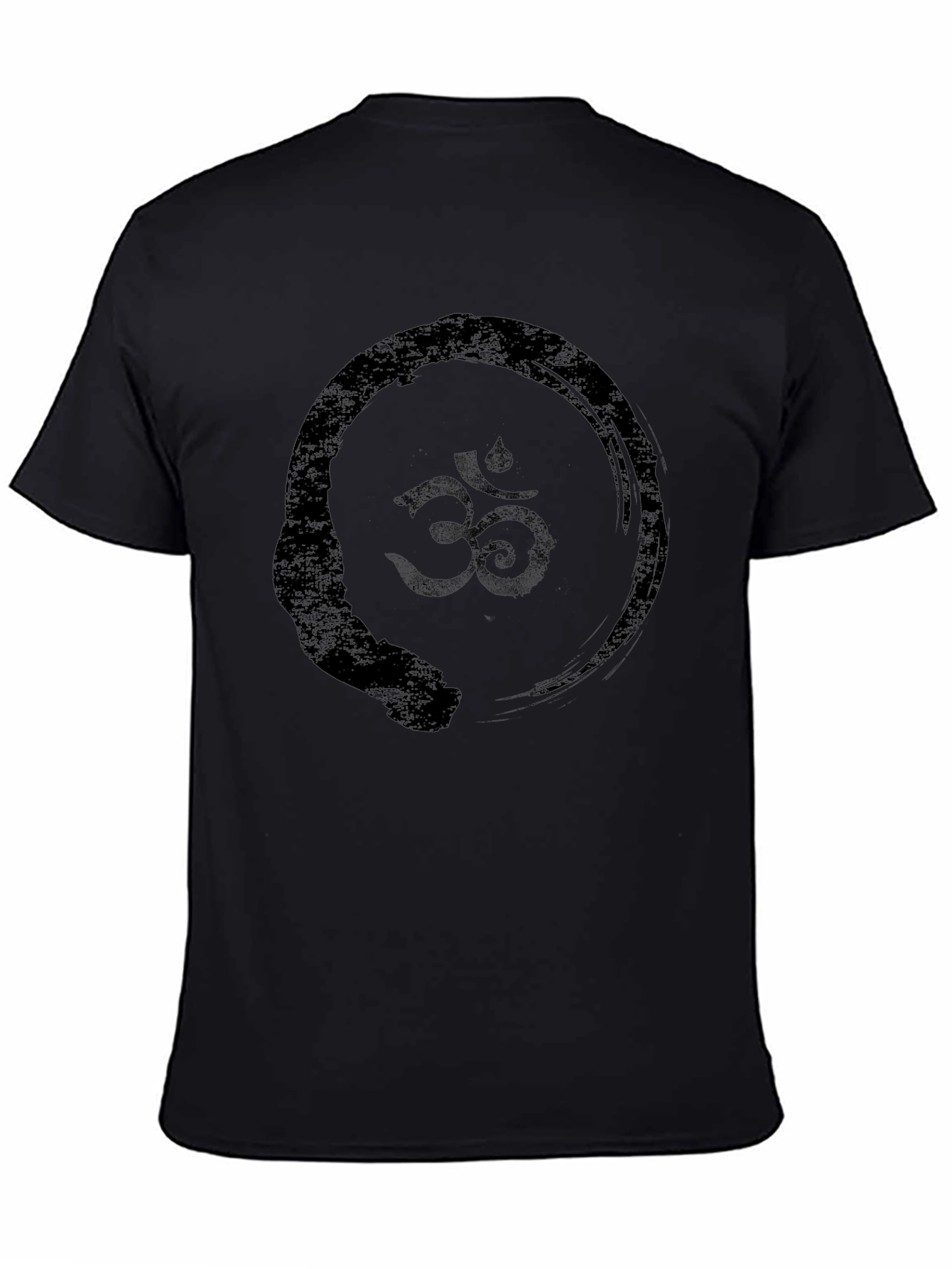 Black Om Symbol Zen Circle Black Graphic Tee view 4