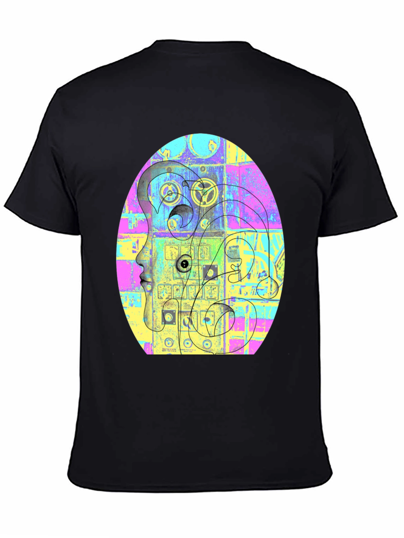 Black Abstract Face Graphic Tee - Unique Style view 4