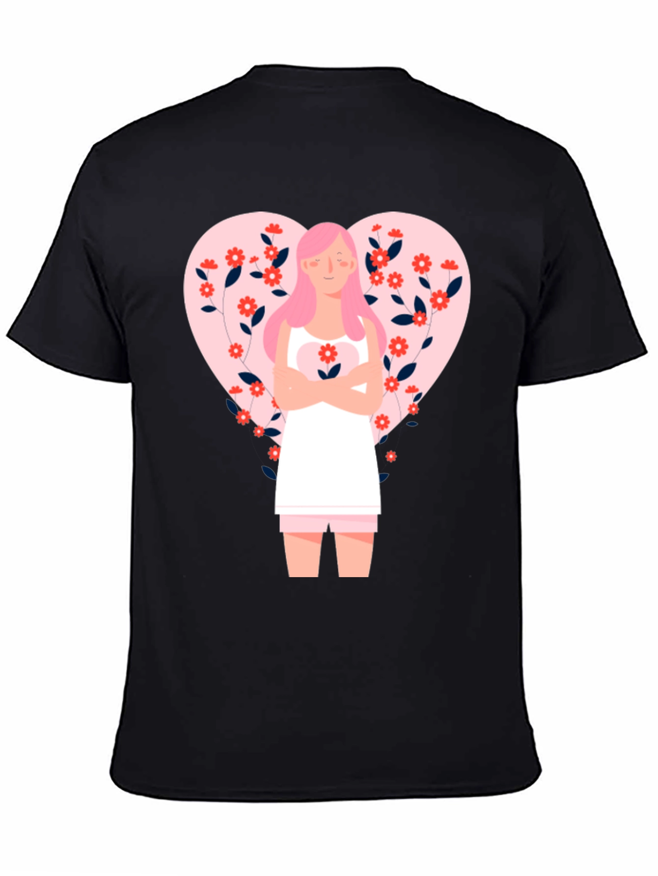 Black Floral Heart Valentine's Day Graphic Tee view 4