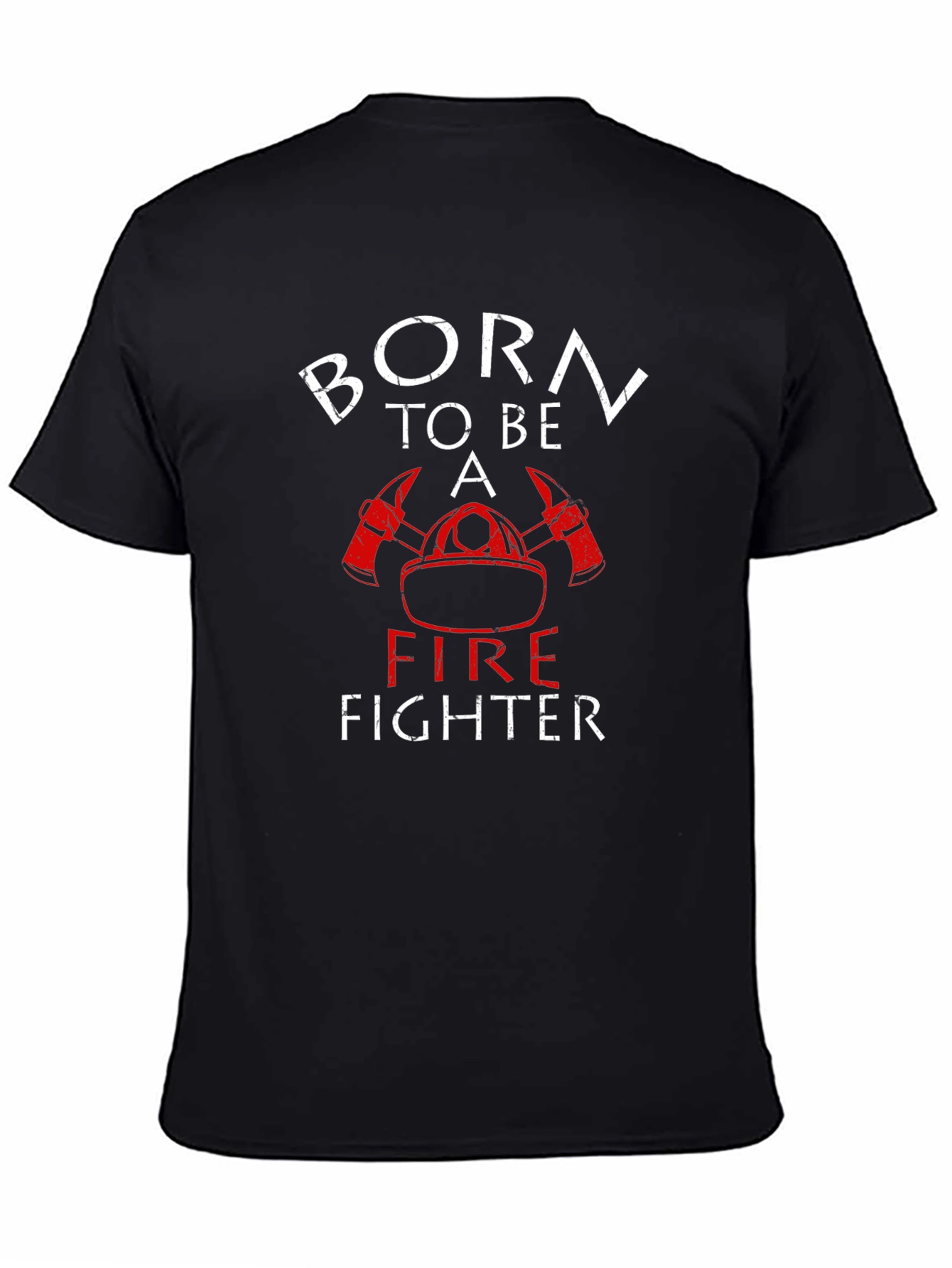 Black Born to be a Fire Fighter Black T-Shirt view 4
