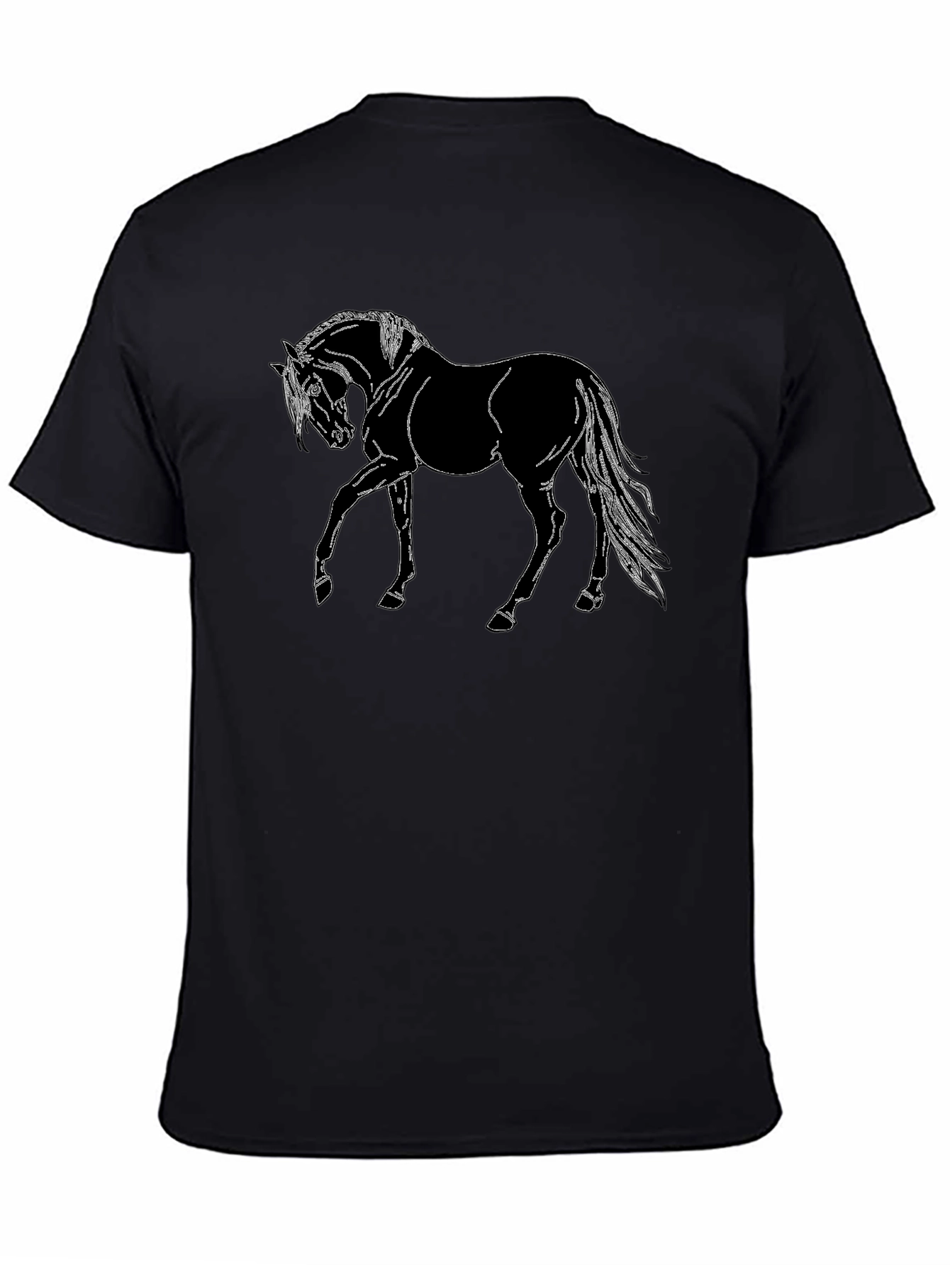 Black Men's Black Horse Graphic T-Shirt view 4