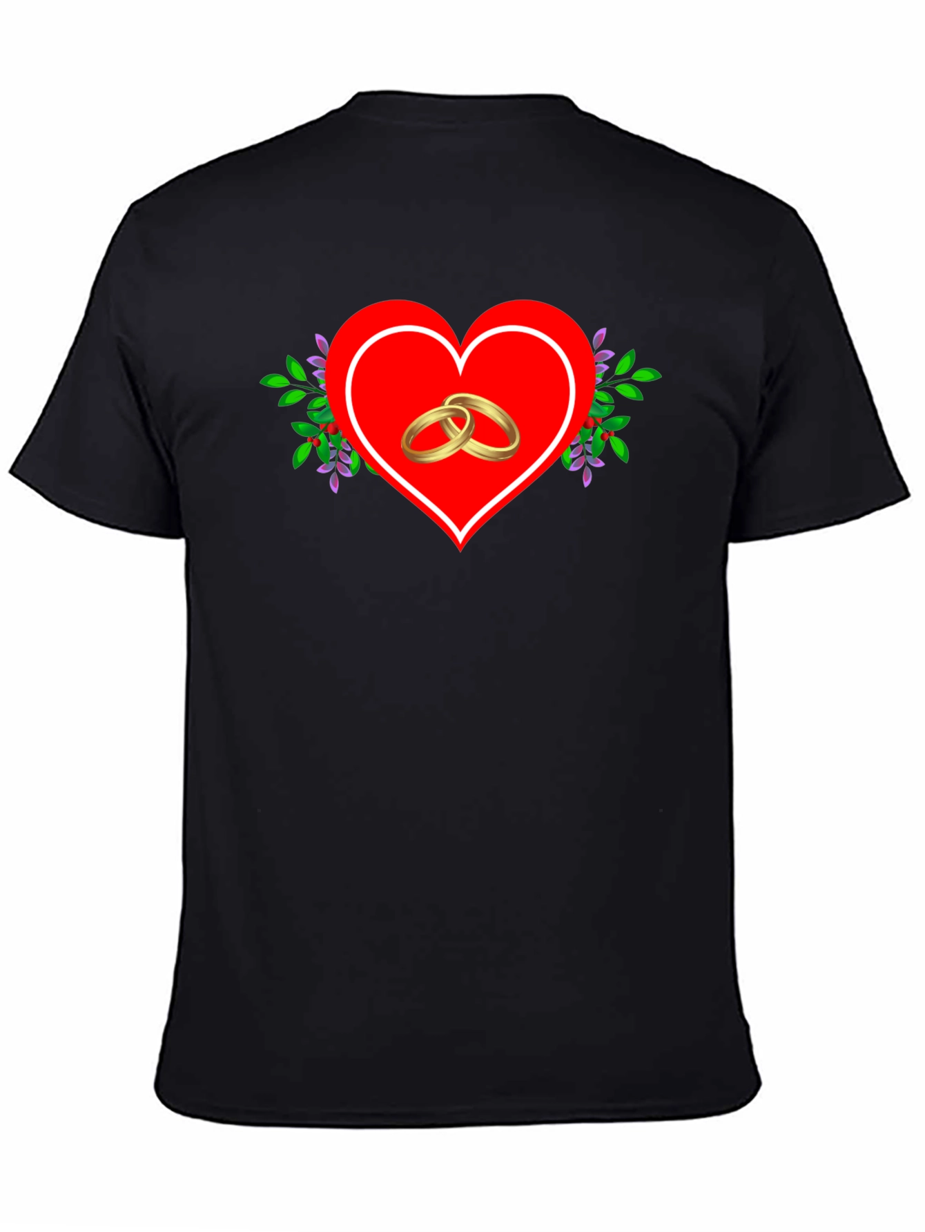 Black Heart & Rings Graphic Tee - Black Casual Shirt view 4